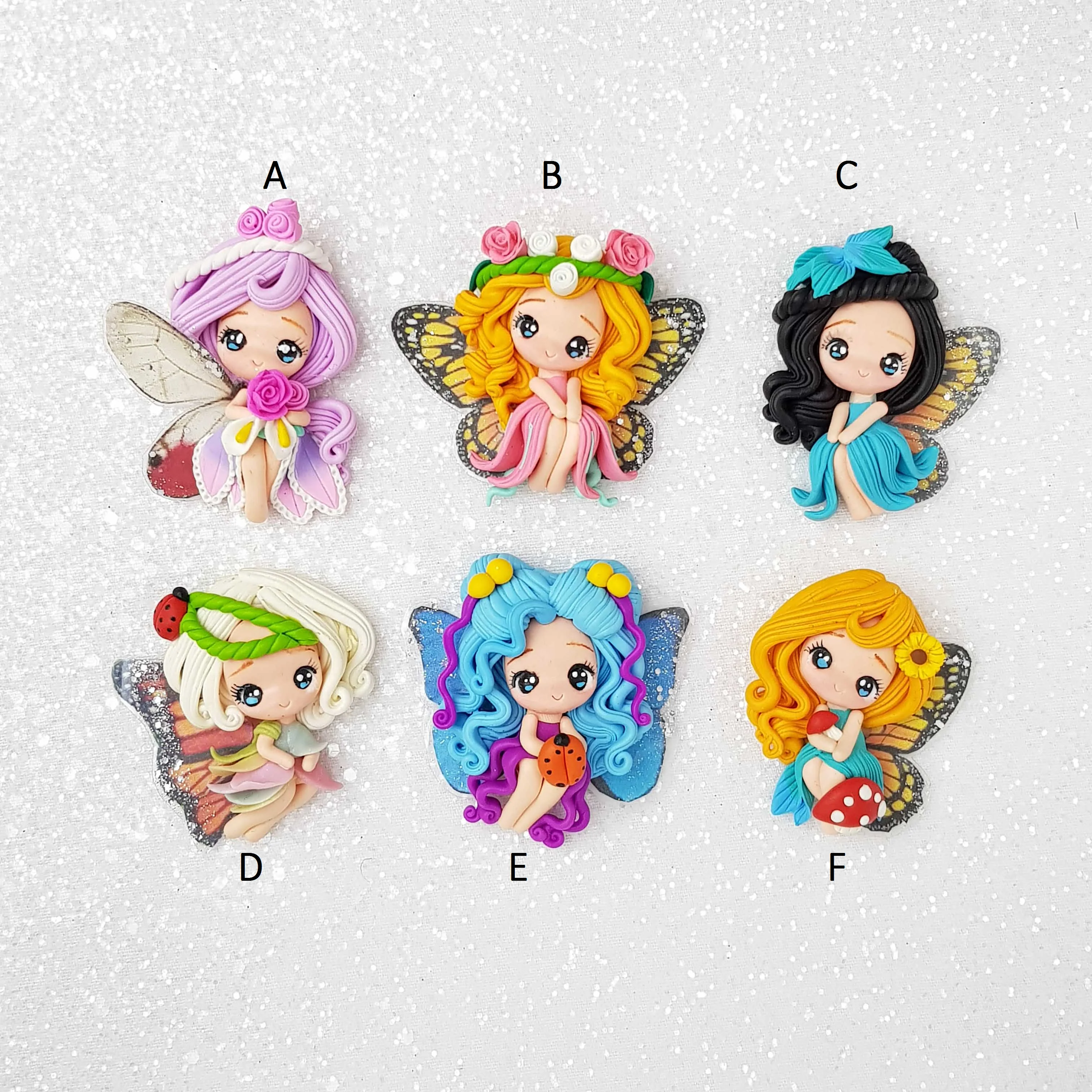 Clay Charm Embellishment - Garden butterfly Fairies limited