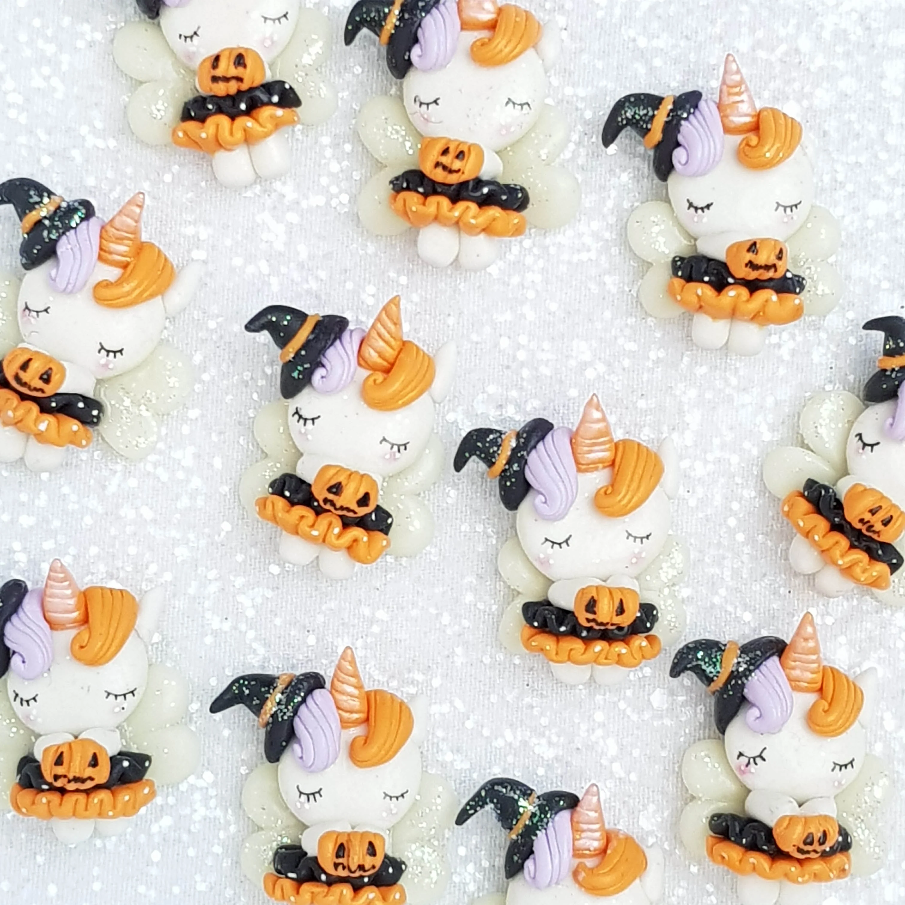 Clay Charm Embellishment - Glow in The Dark Unicorn Halloween