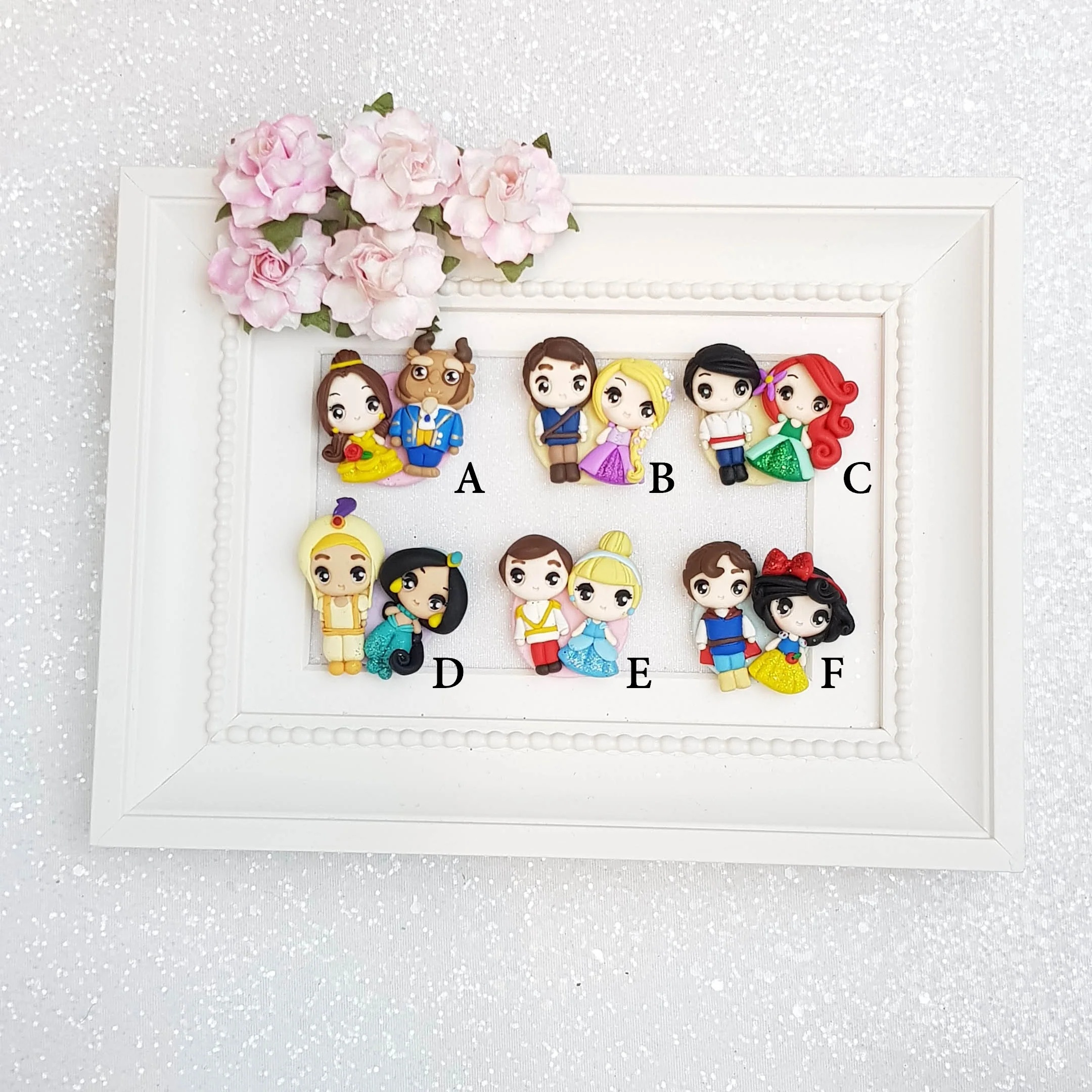 Clay Charm Embellishment - Big Eyes Princess and Prince
