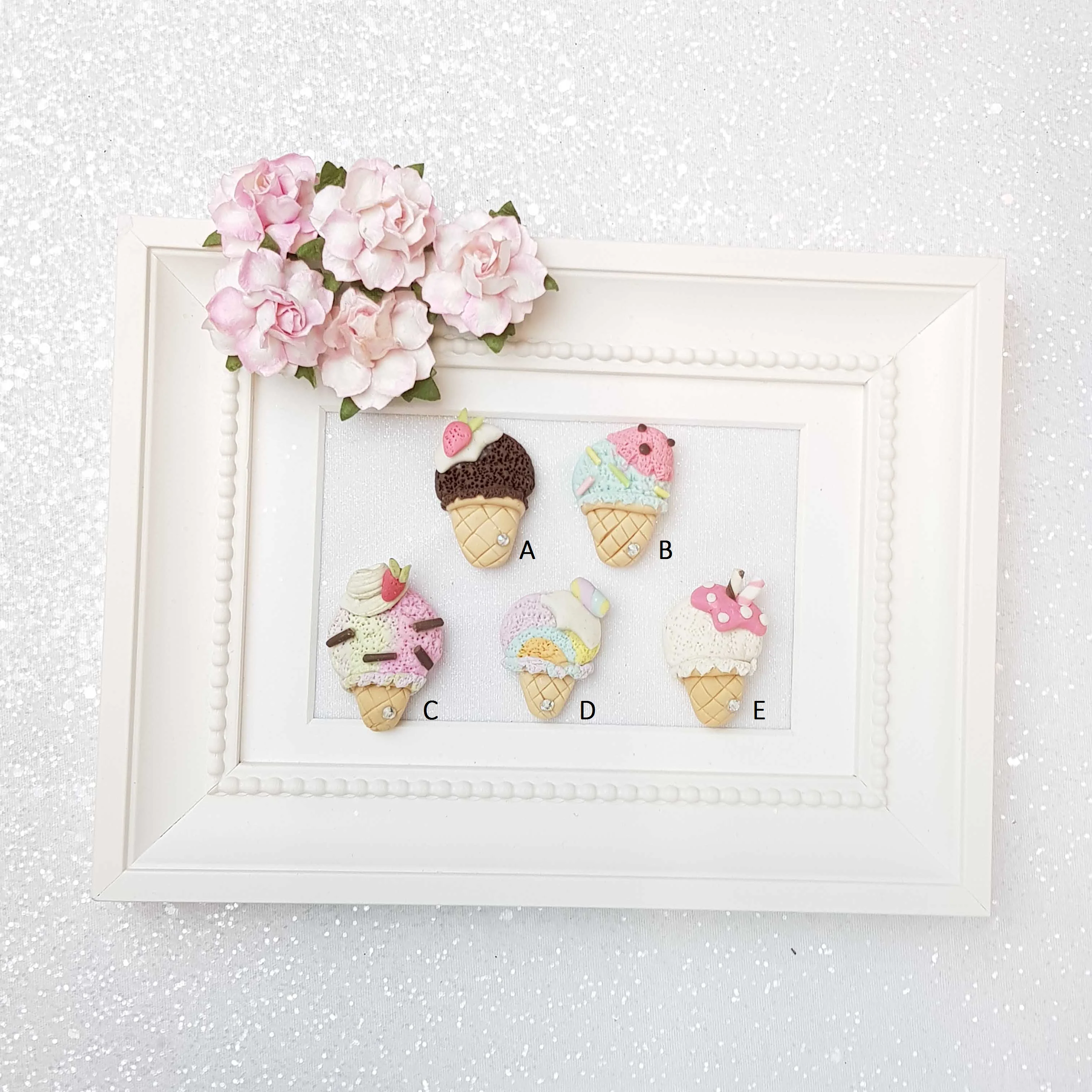 Clay Charm Embellishment - Ice Cream Cone