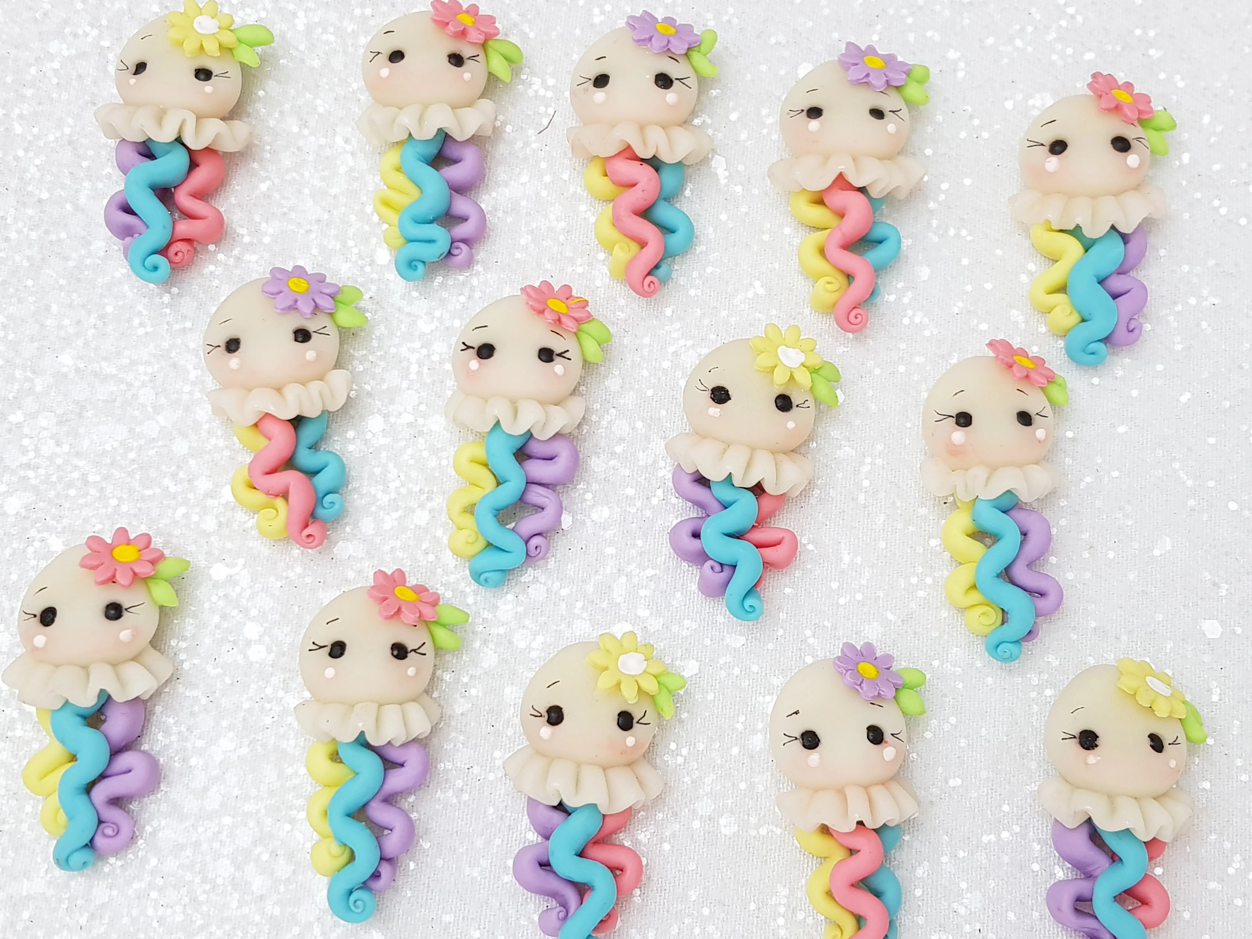 Clay Charm Embellishment - Jellyfish Rainbow