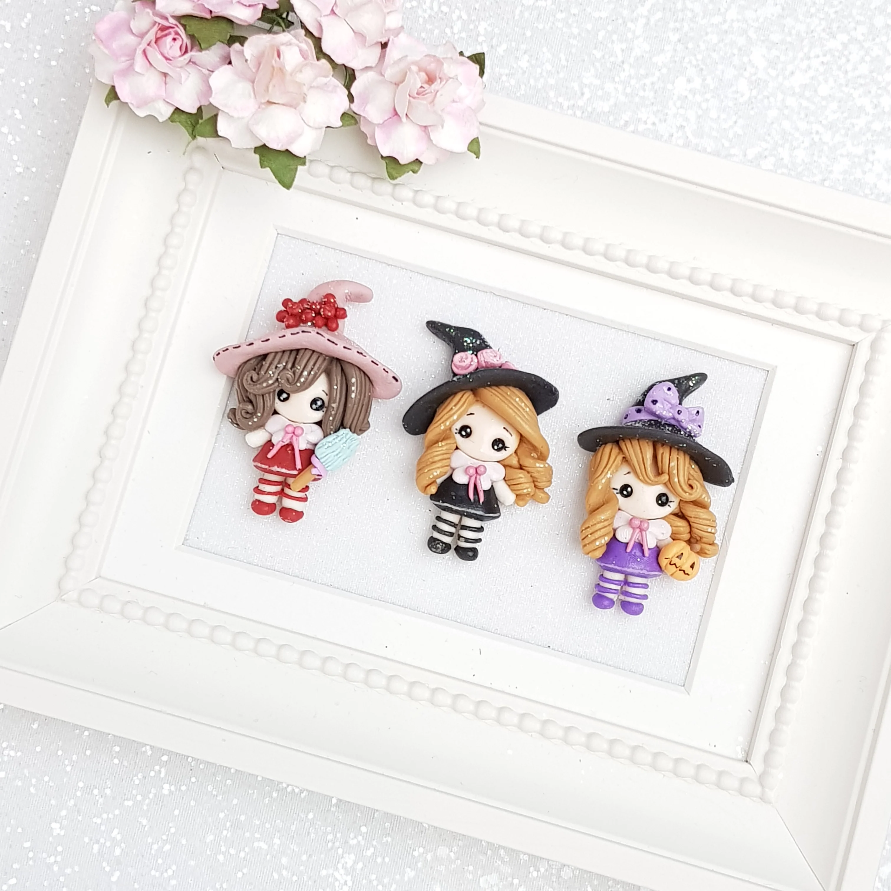 Clay Charm Embellishment - Kawaii Witch