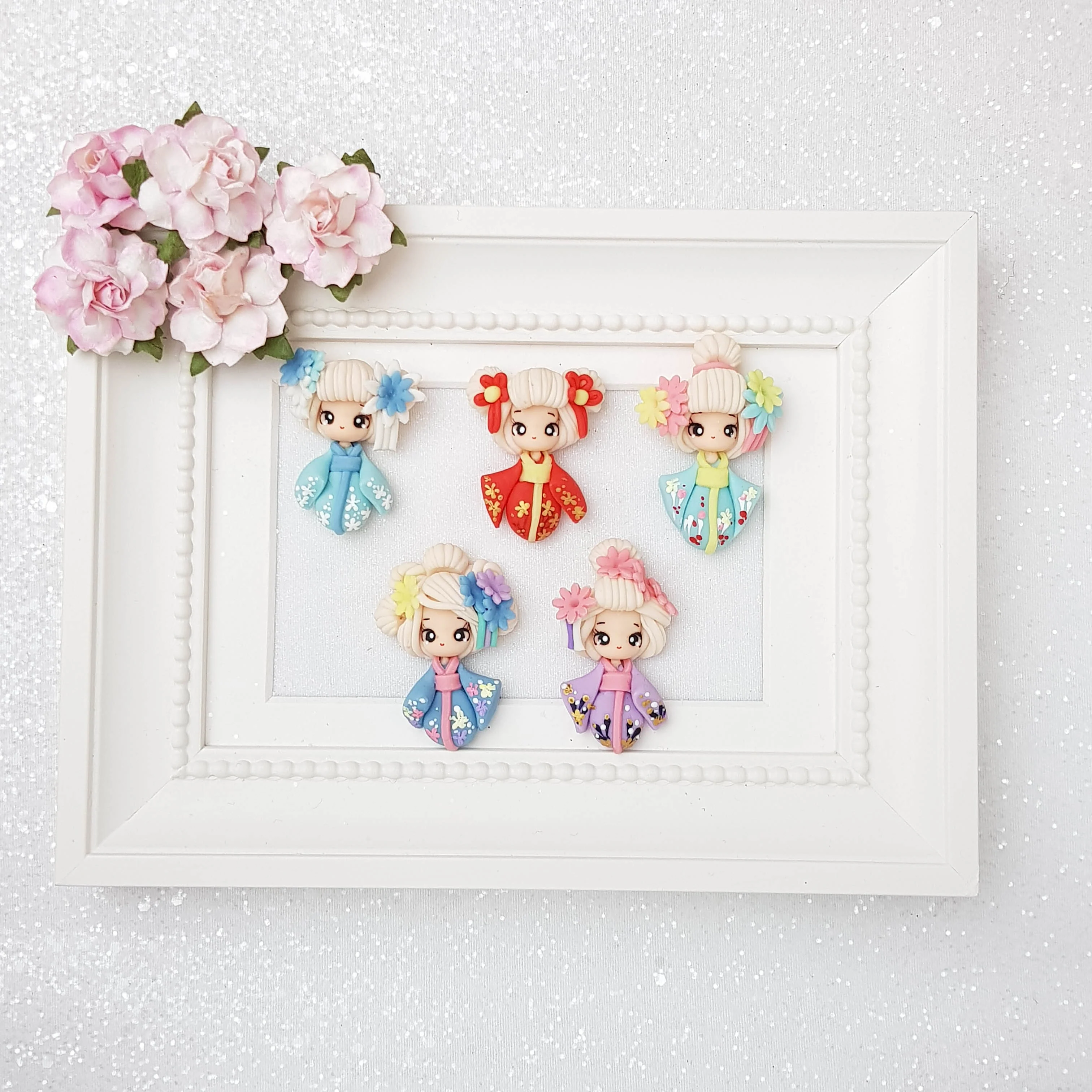 Clay Charm Embellishment - Kimono Girl