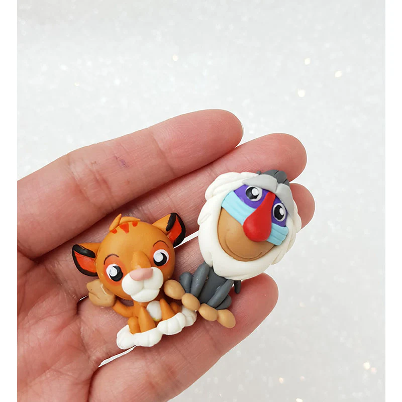 Clay Charm Embellishment - Lion and Monkey