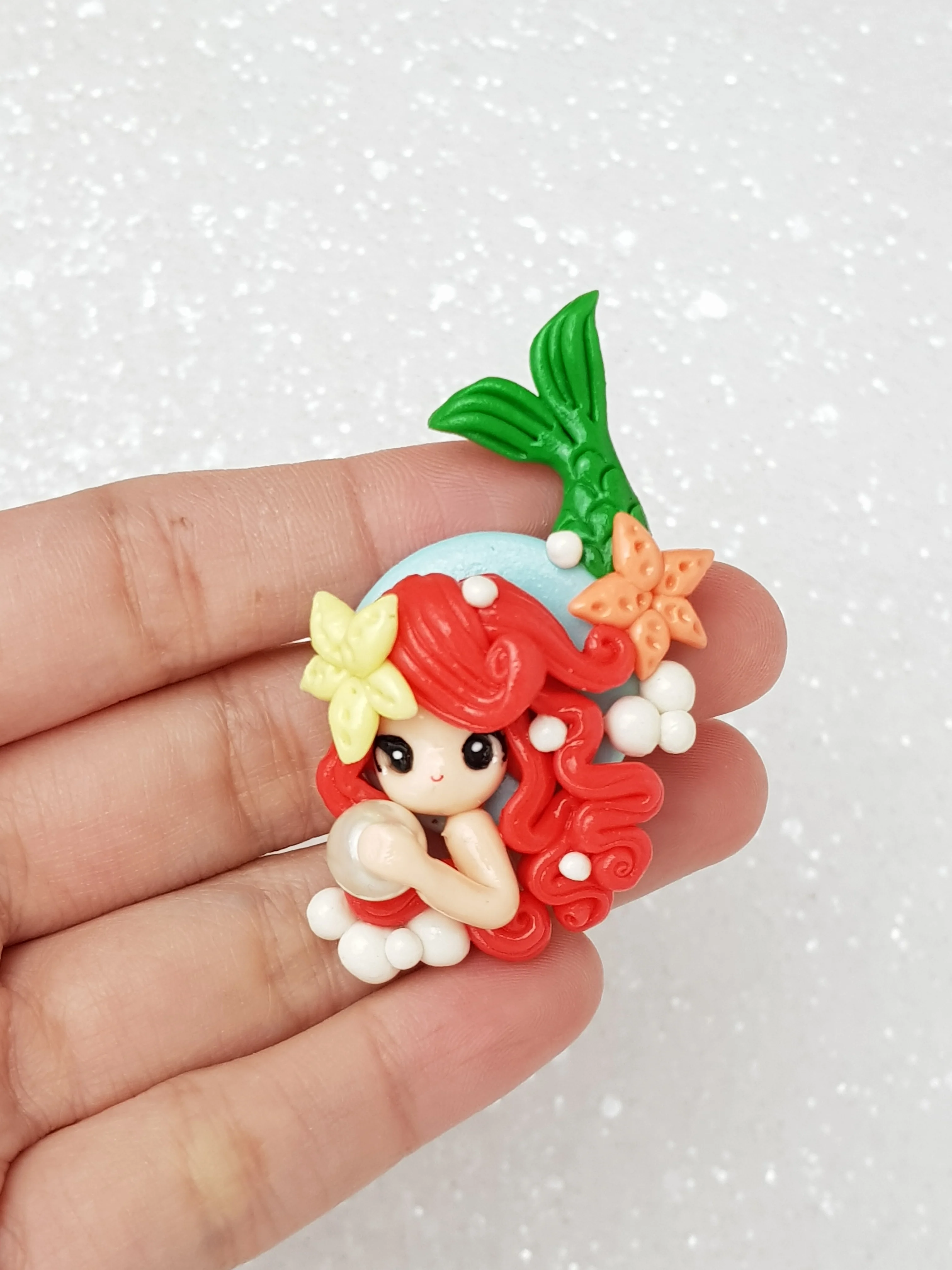 Clay Charm Embellishment - Mermaid Cameo