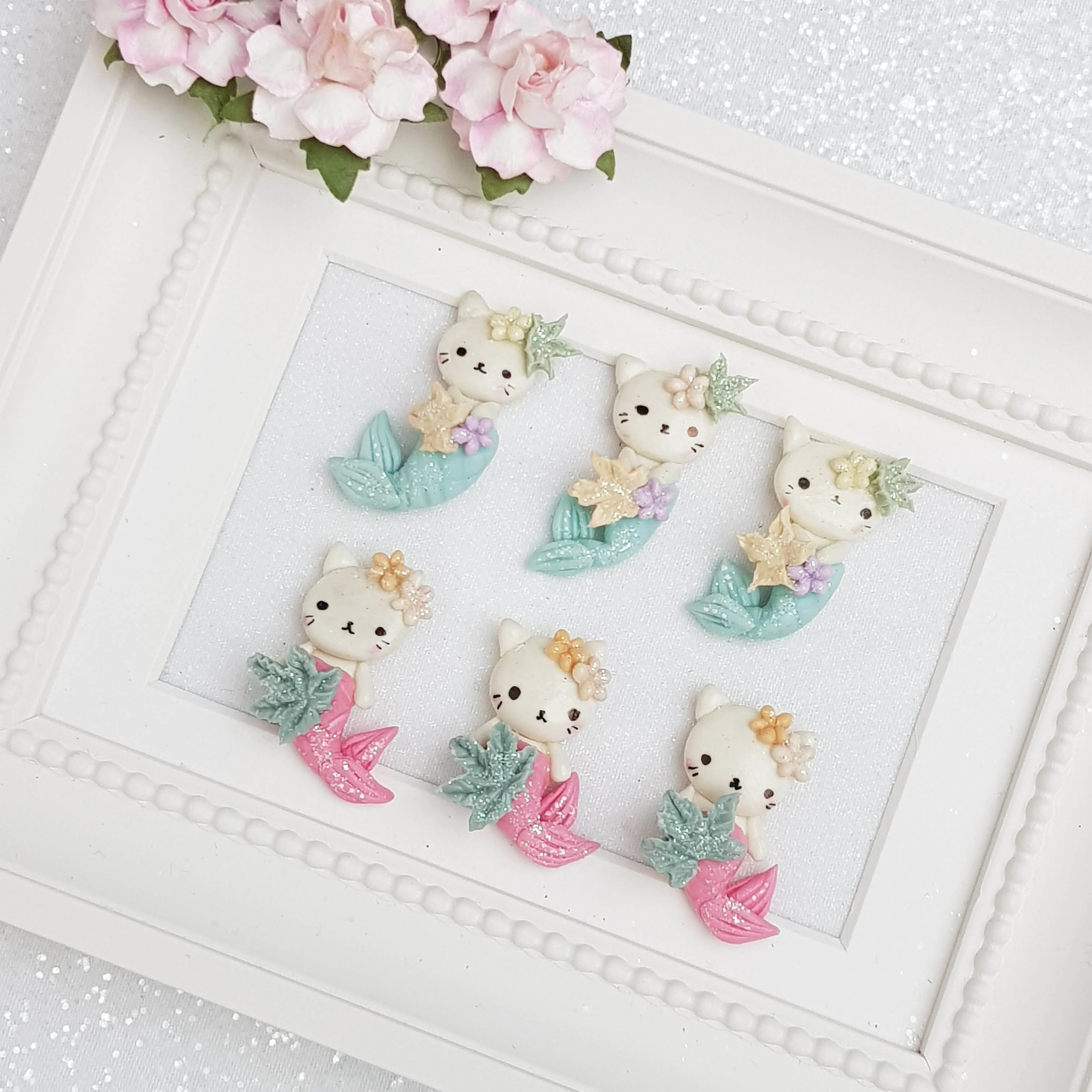 Clay Charm Embellishment - Mermaid Cat