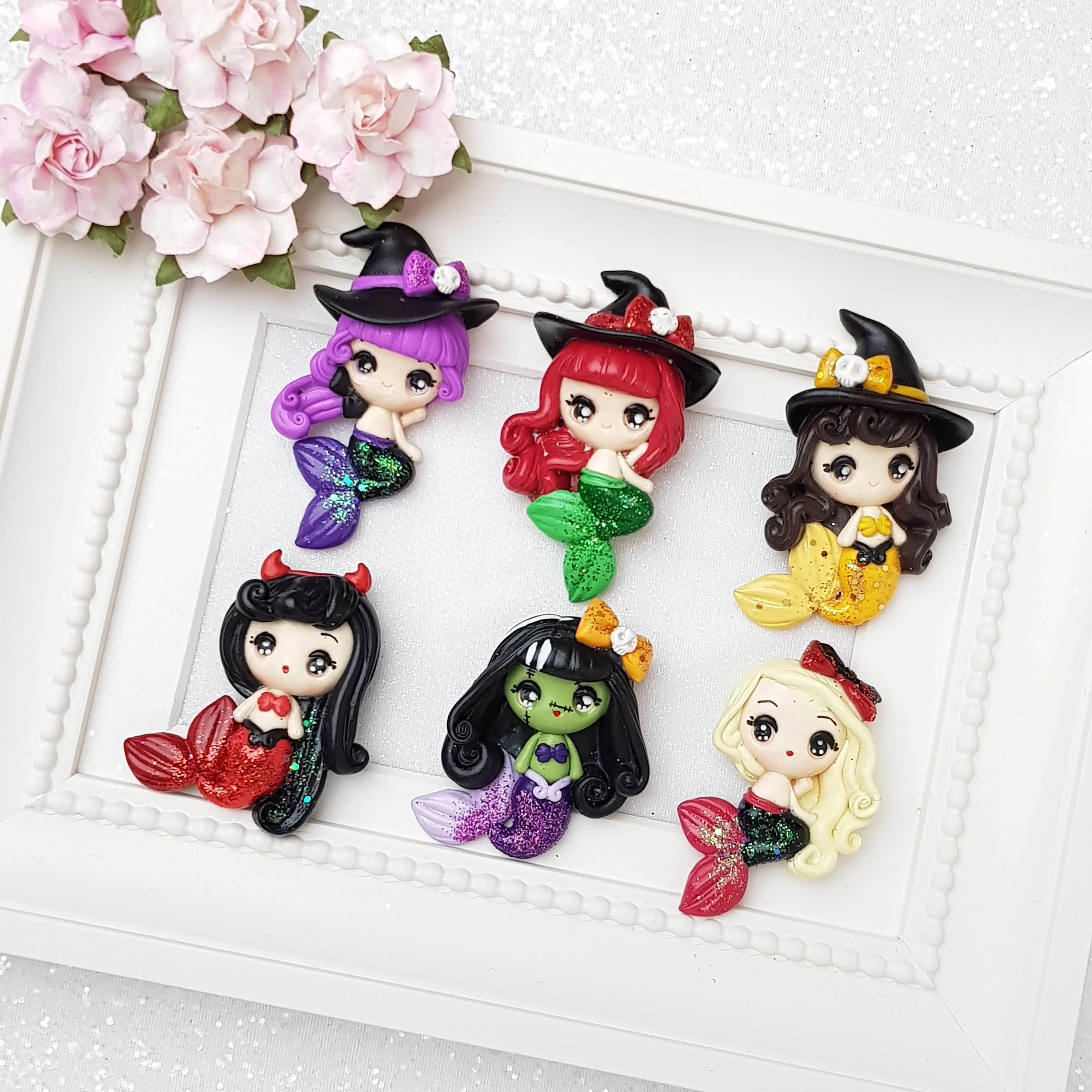 Clay Charm Embellishment - Big Eyes Halloween Mermaid - Image 2