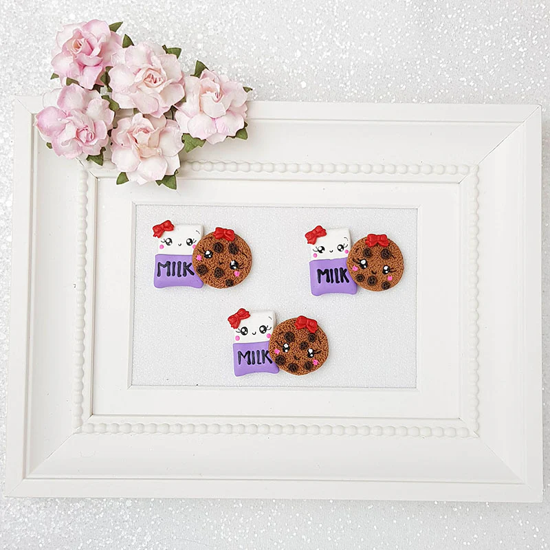 Clay Charm Embellishment - Milk and Cookies Delight
