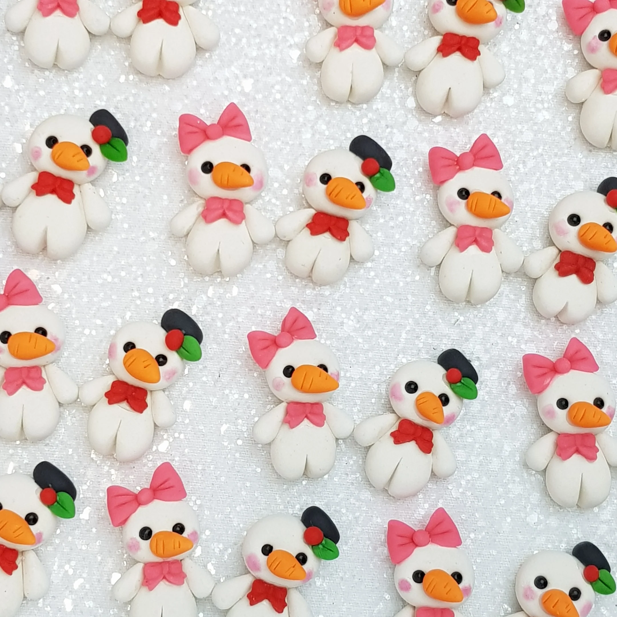 Clay Charm Embellishment - mini snowman