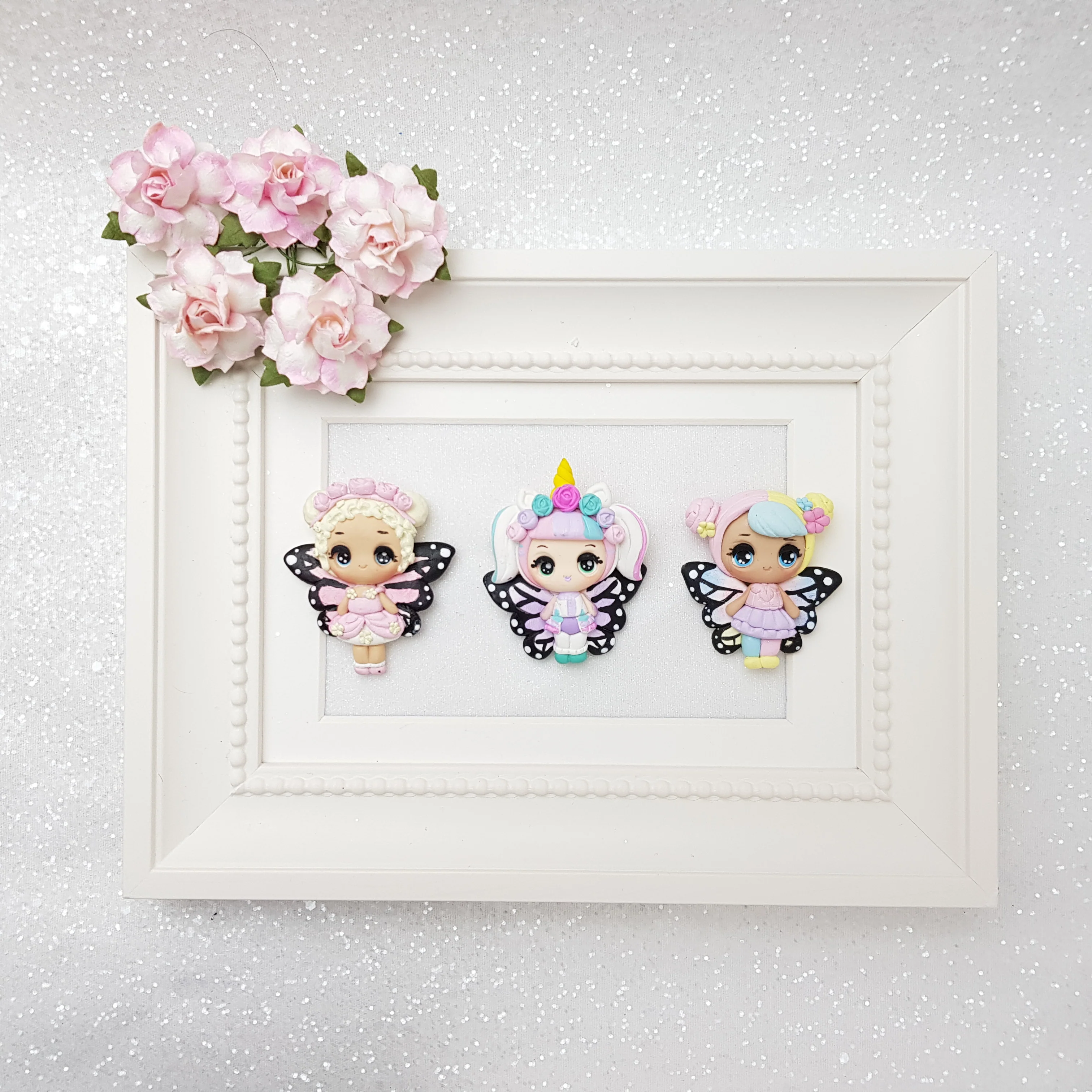 Clay Charm Embellishment - NEW Big Eyes Butterfly Doll - Image 2