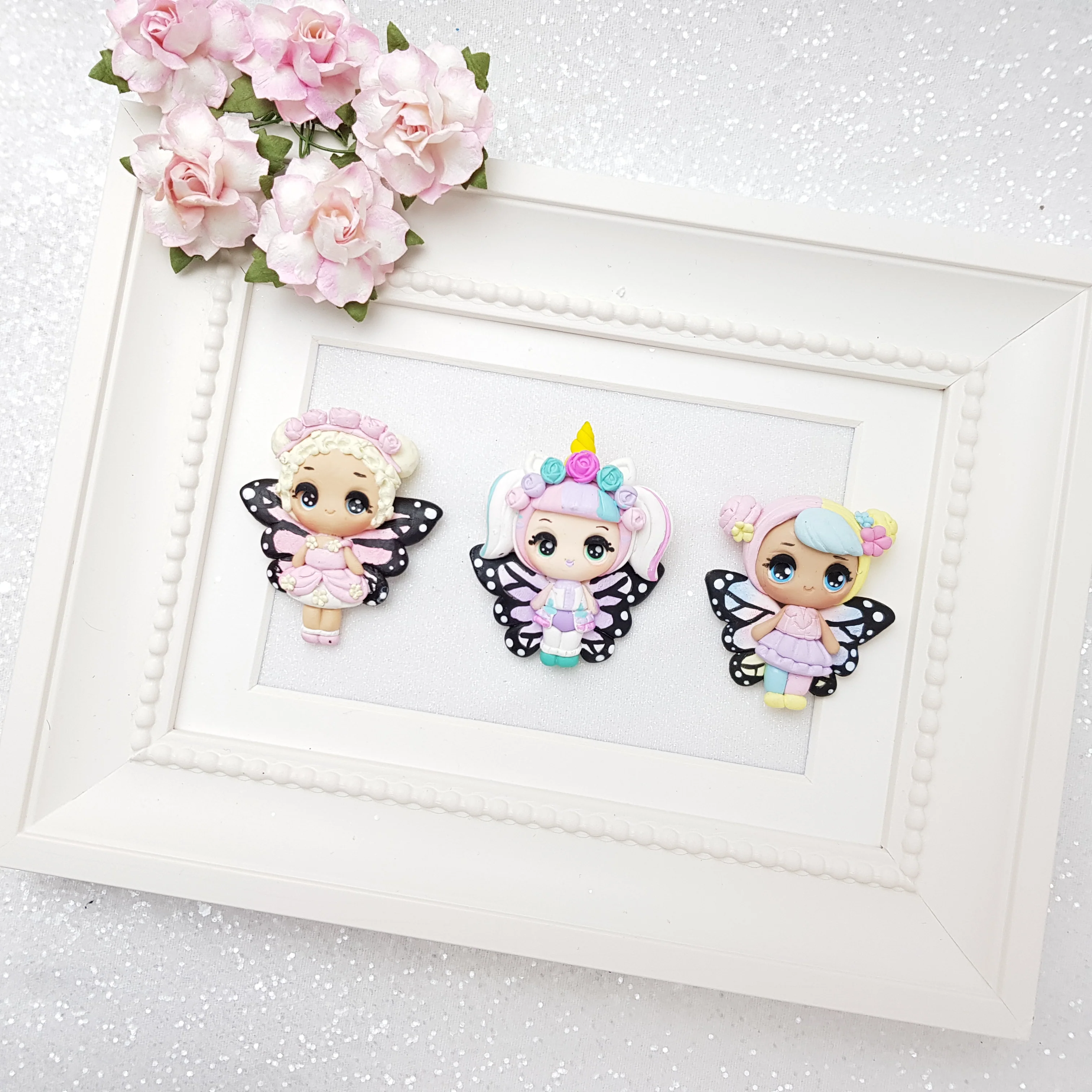 Clay Charm Embellishment - NEW Big Eyes Butterfly Doll - Image 4