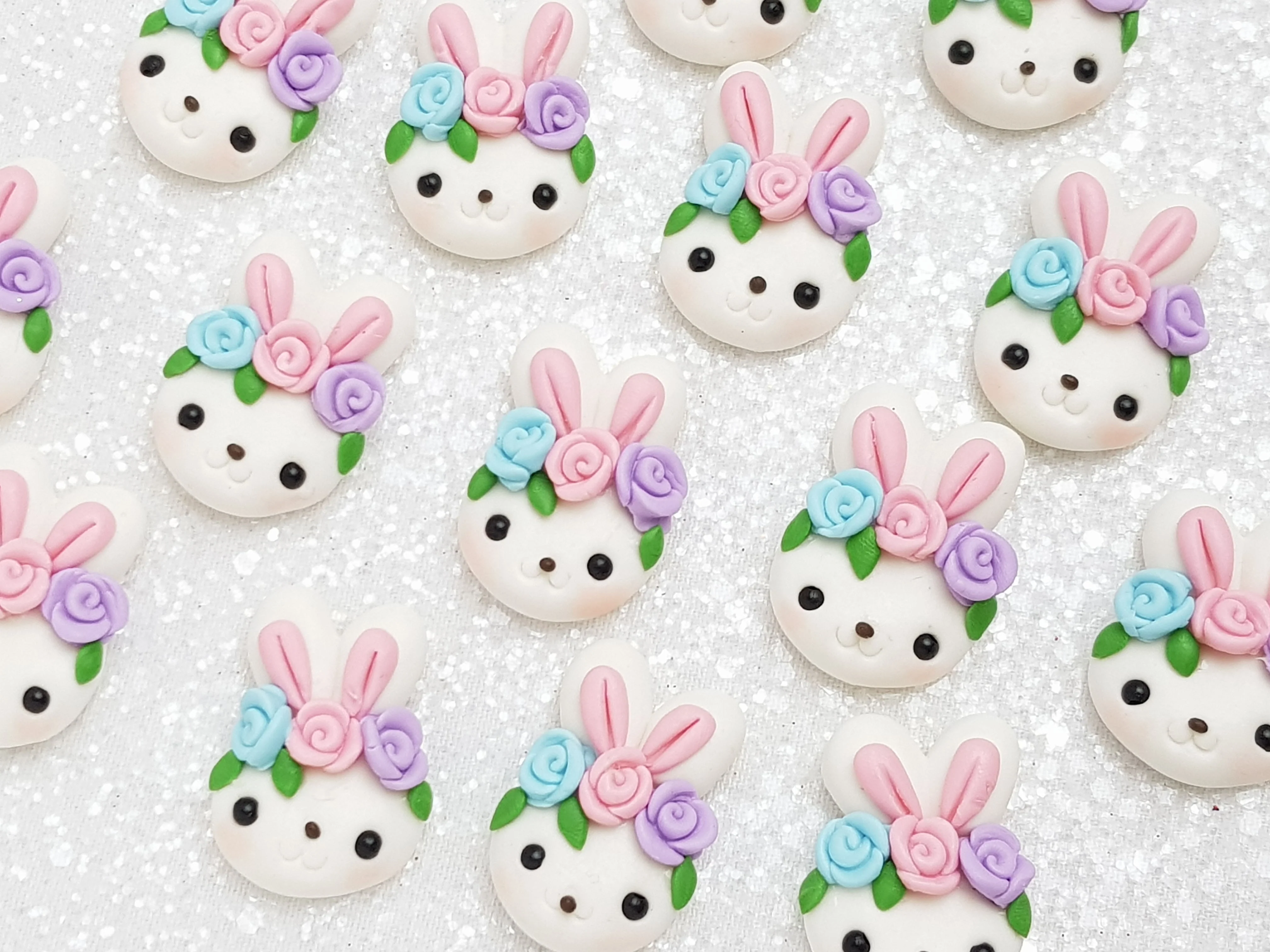 Clay Charm Embellishment - NEW Bunny Head Pastel Pink