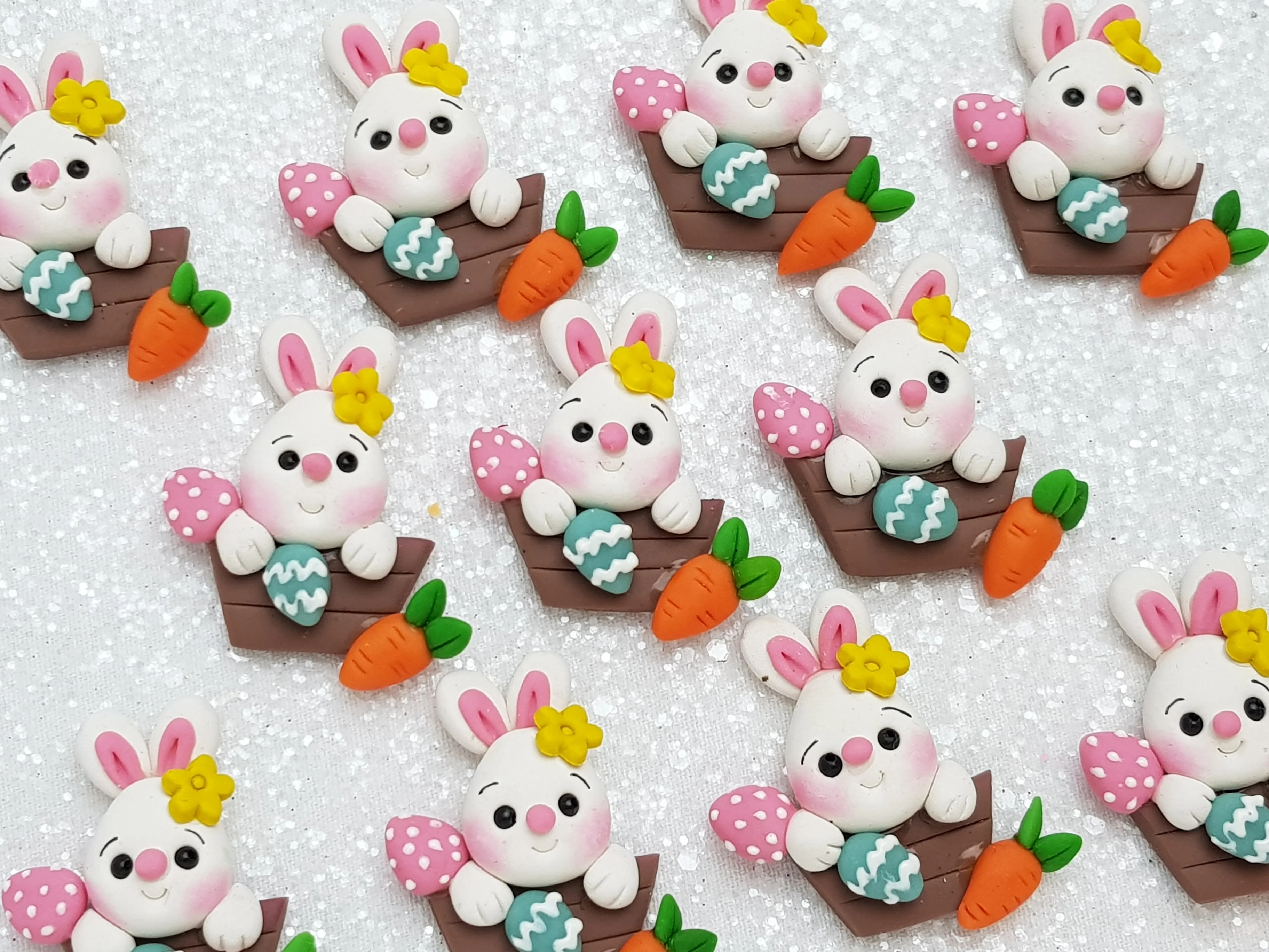 Clay Charm Embellishment - NEW Bunny Pink Nose