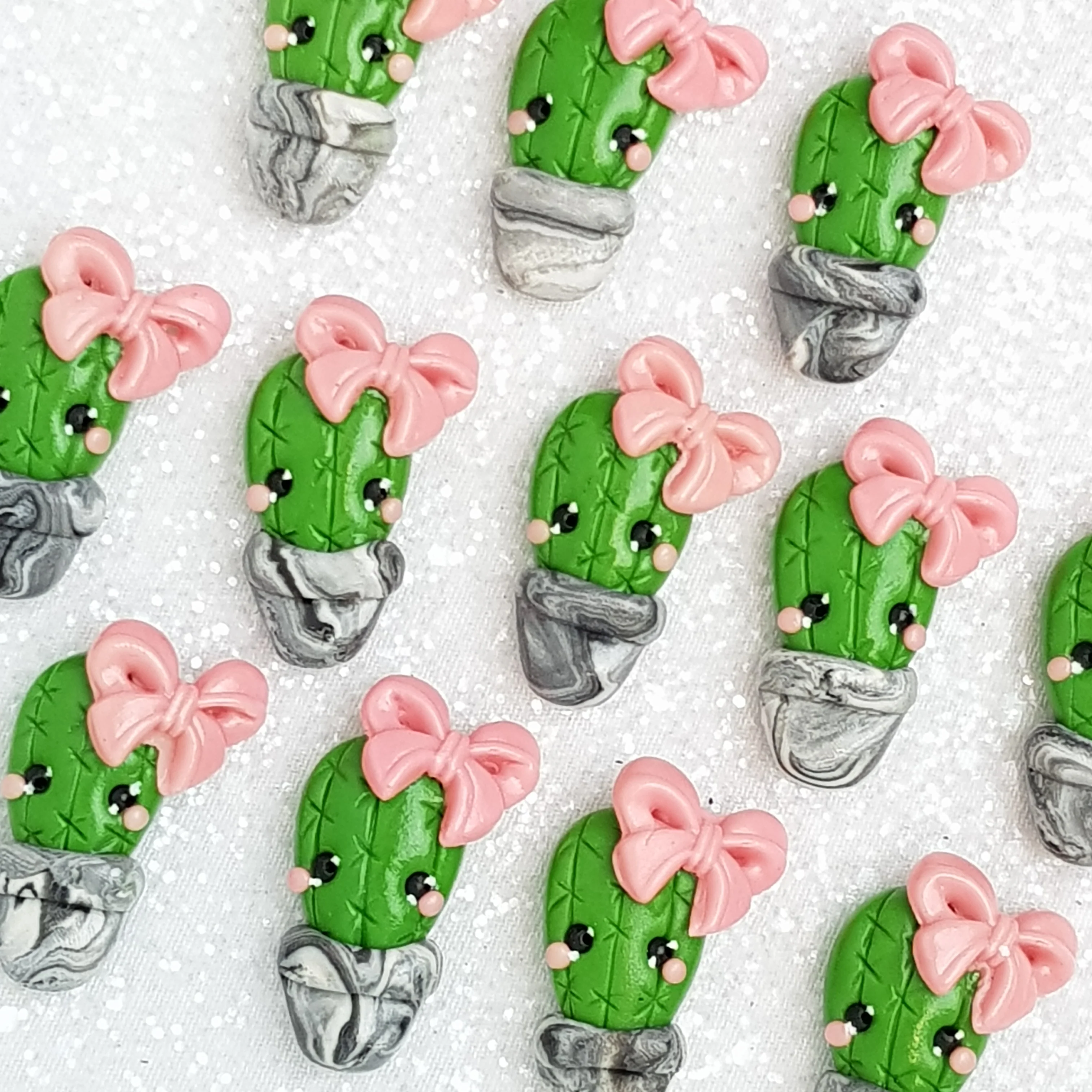 Clay Charm Embellishment - NEW Cactus Bow
