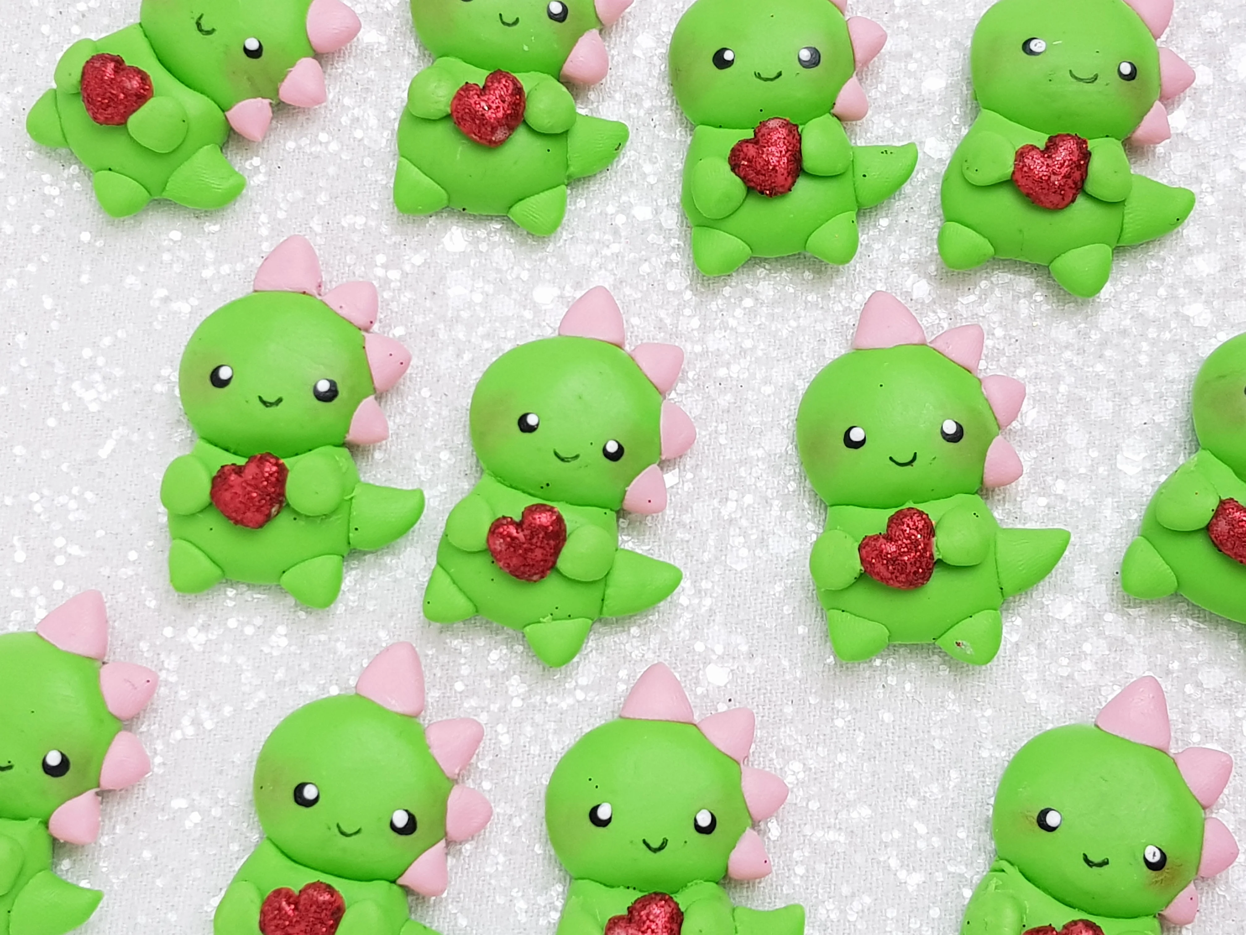 Clay Charm Embellishment - NEW Dino Heart
