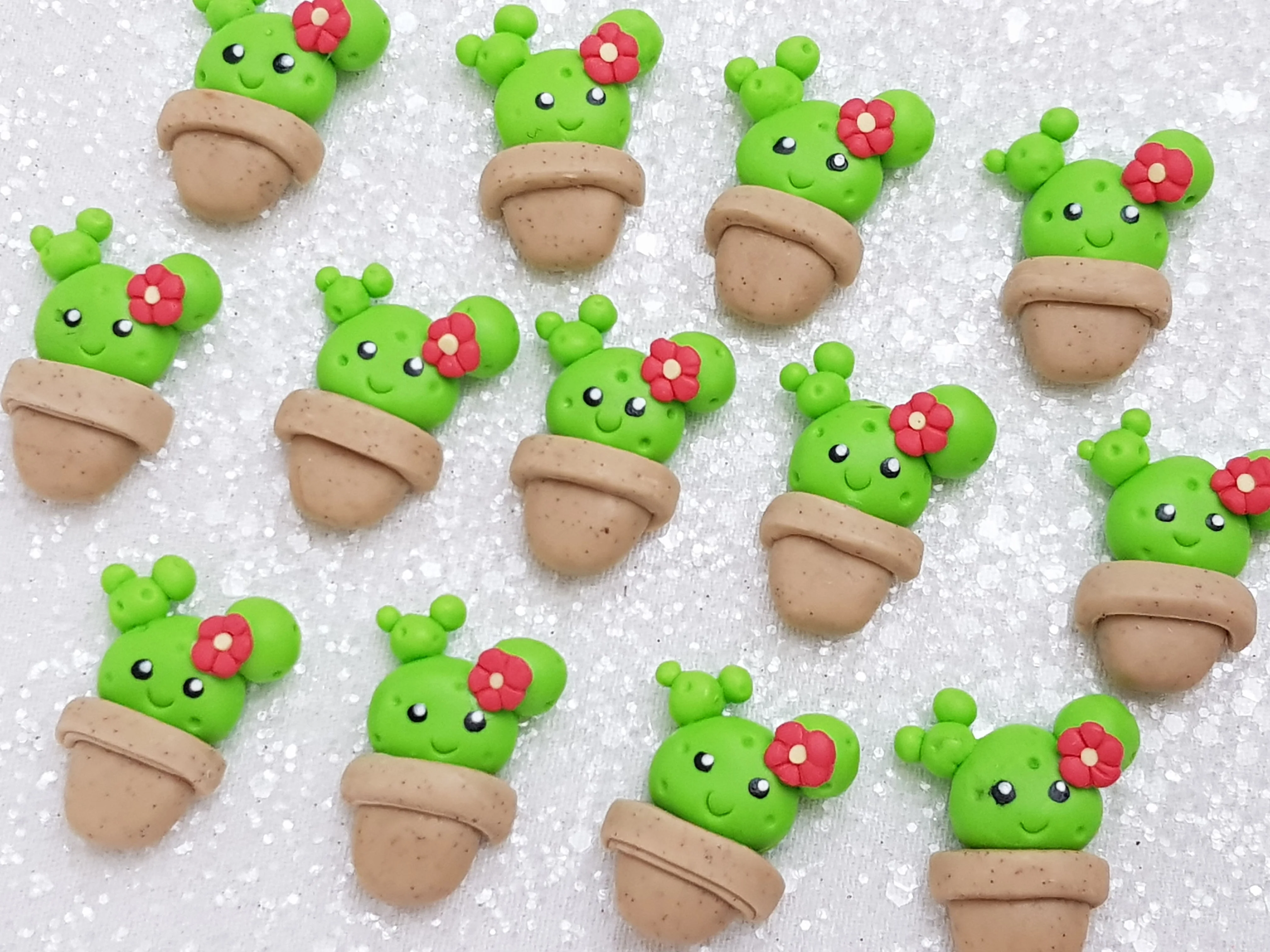 Clay Charm Embellishment - NEW Mini Cactus