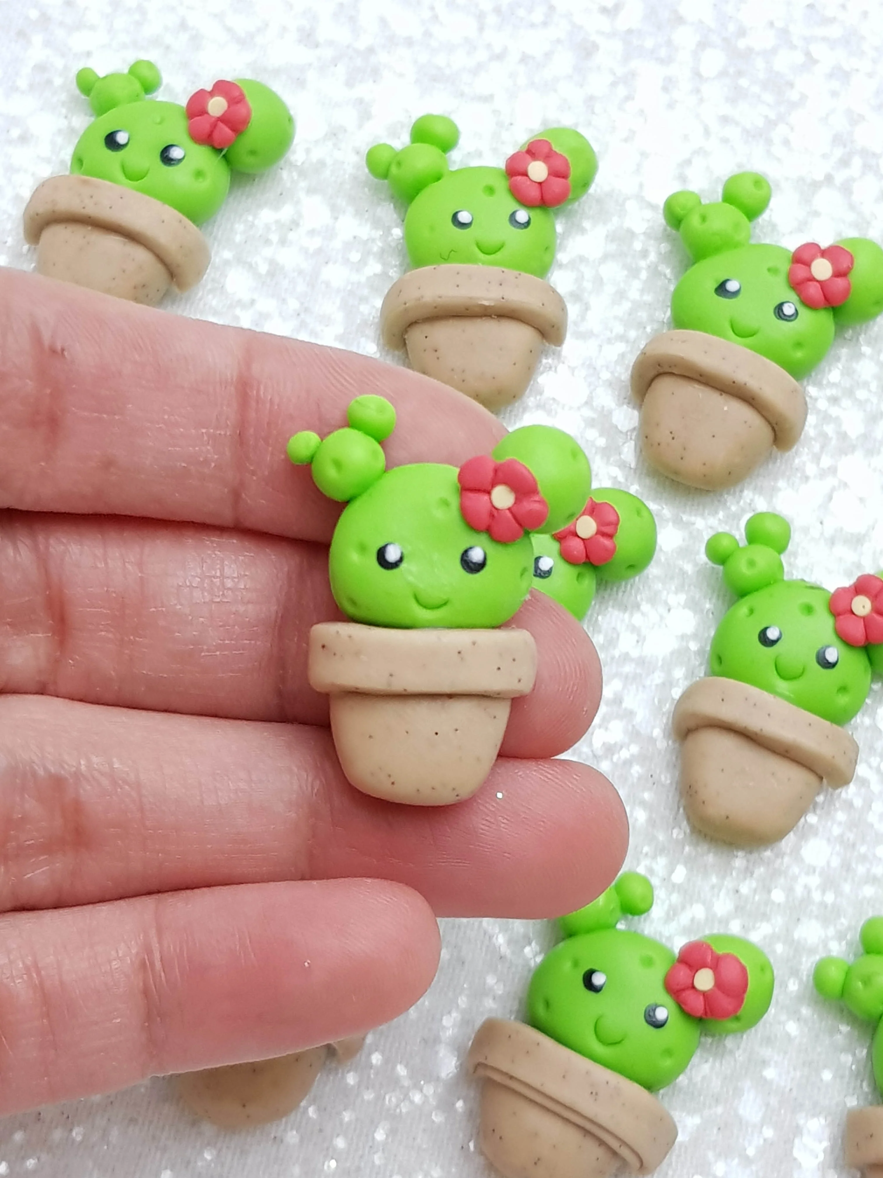 Clay Charm Embellishment - NEW Mini Cactus - Image 2