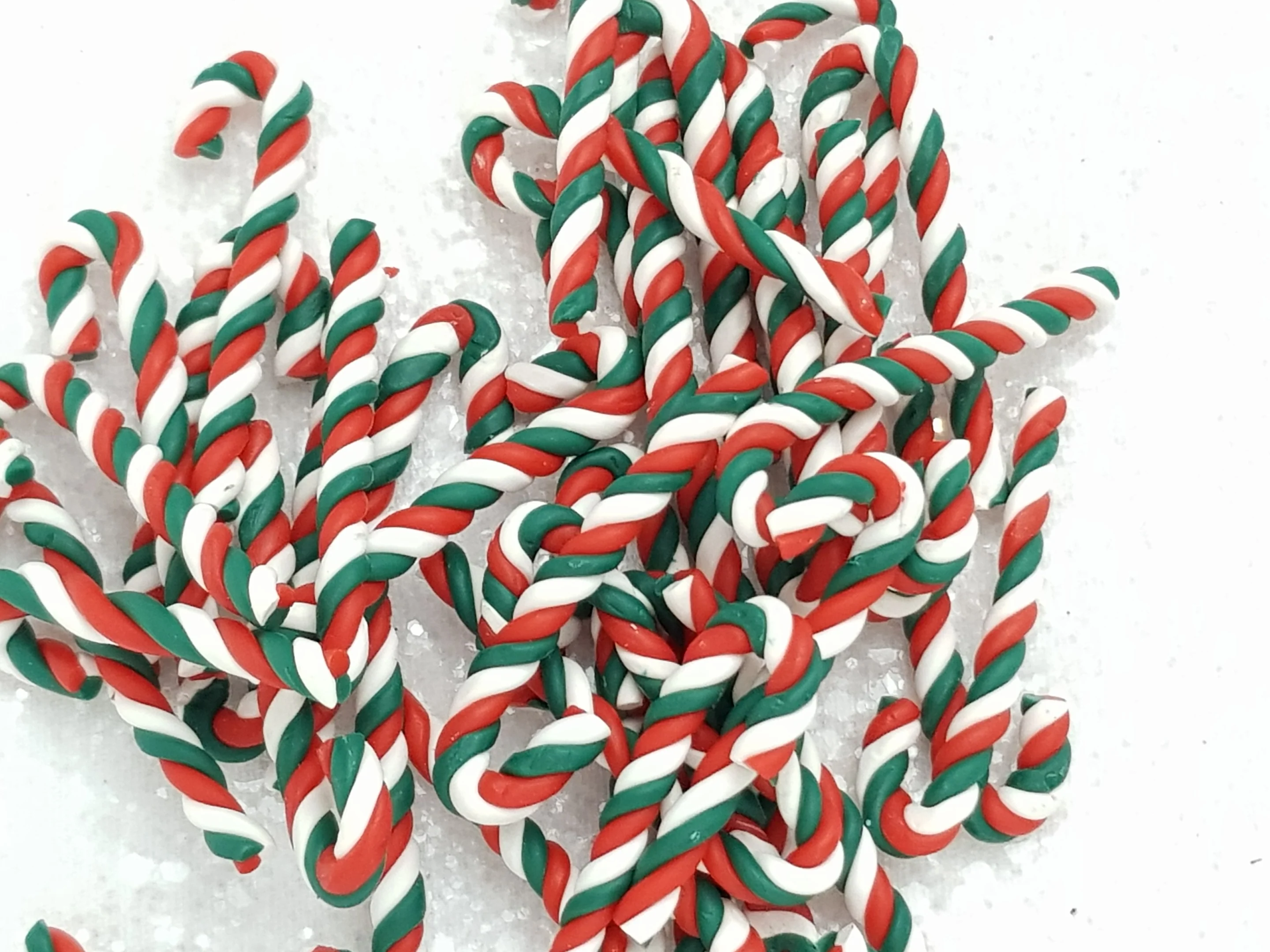 Clay Charm Embellishment - New Mini Candy Cane set of 4