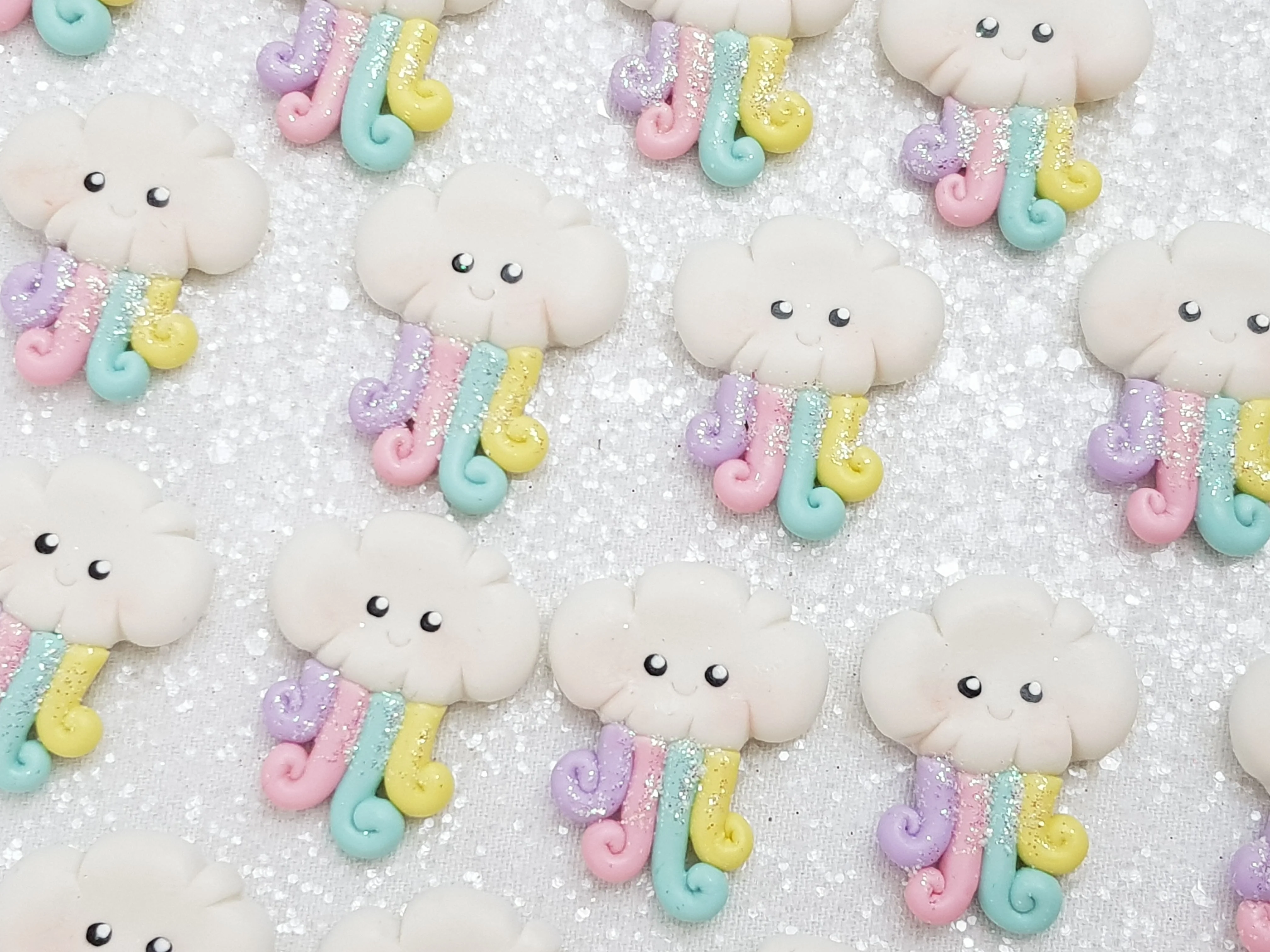 Clay Charm Embellishment - NEW Mini Cloud Rainbow