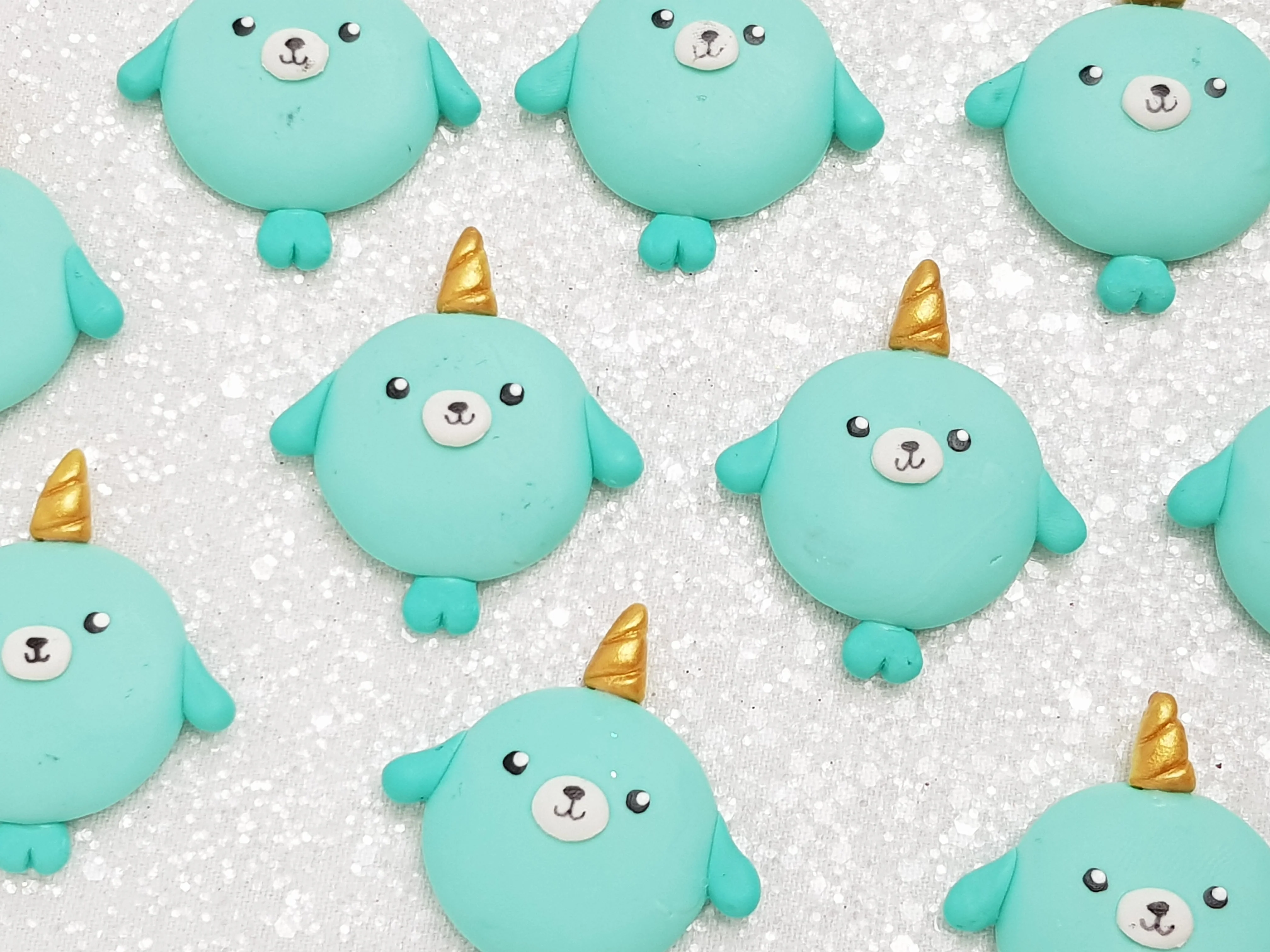 Clay Charm Embellishment - NEW Narwhal blue