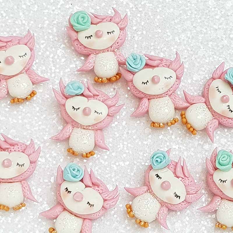 Clay Charm Embellishment - NEW OWL PINK
