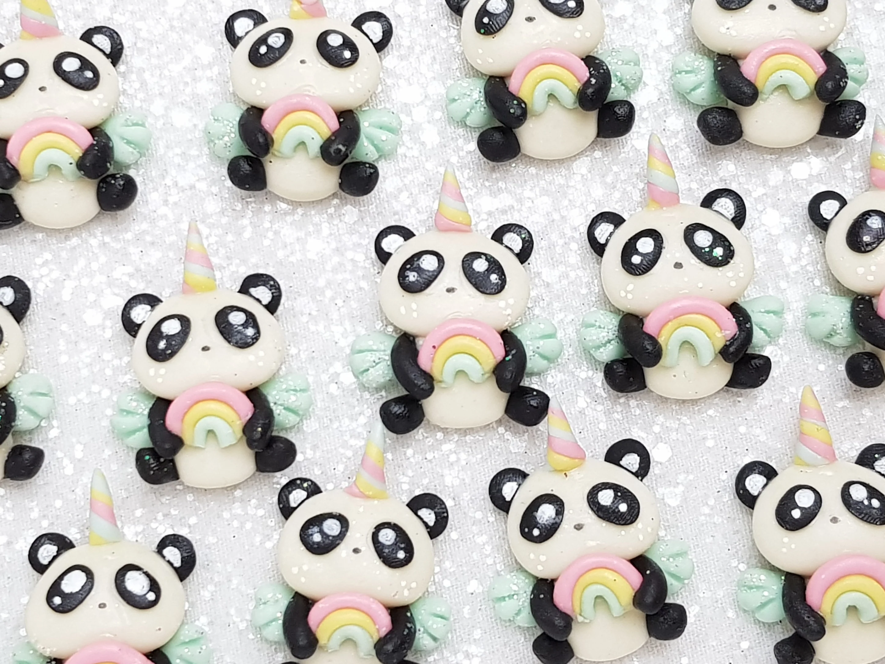 Clay Charm Embellishment - NEW Pandacorn Rainbow