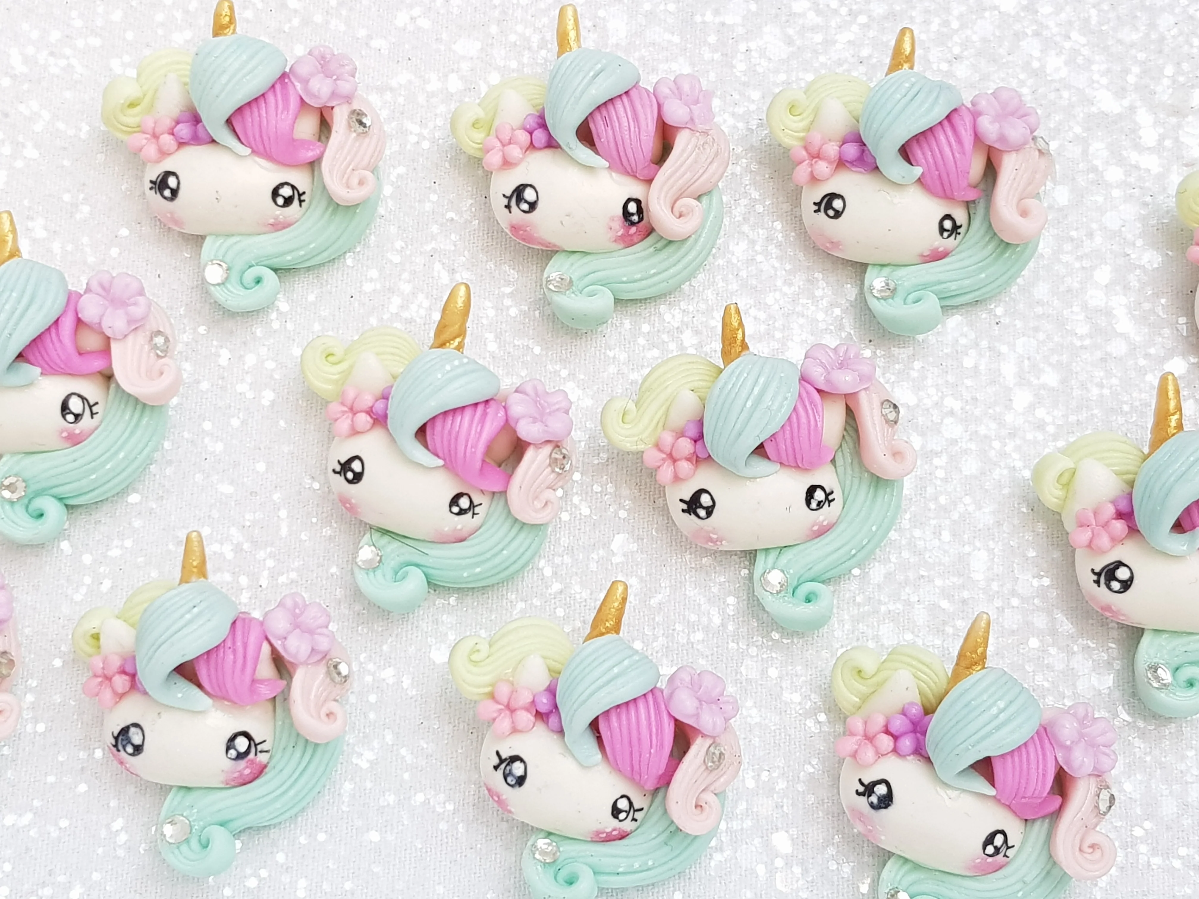 Clay Charm Embellishment - NEW Pastel Unicorn Head