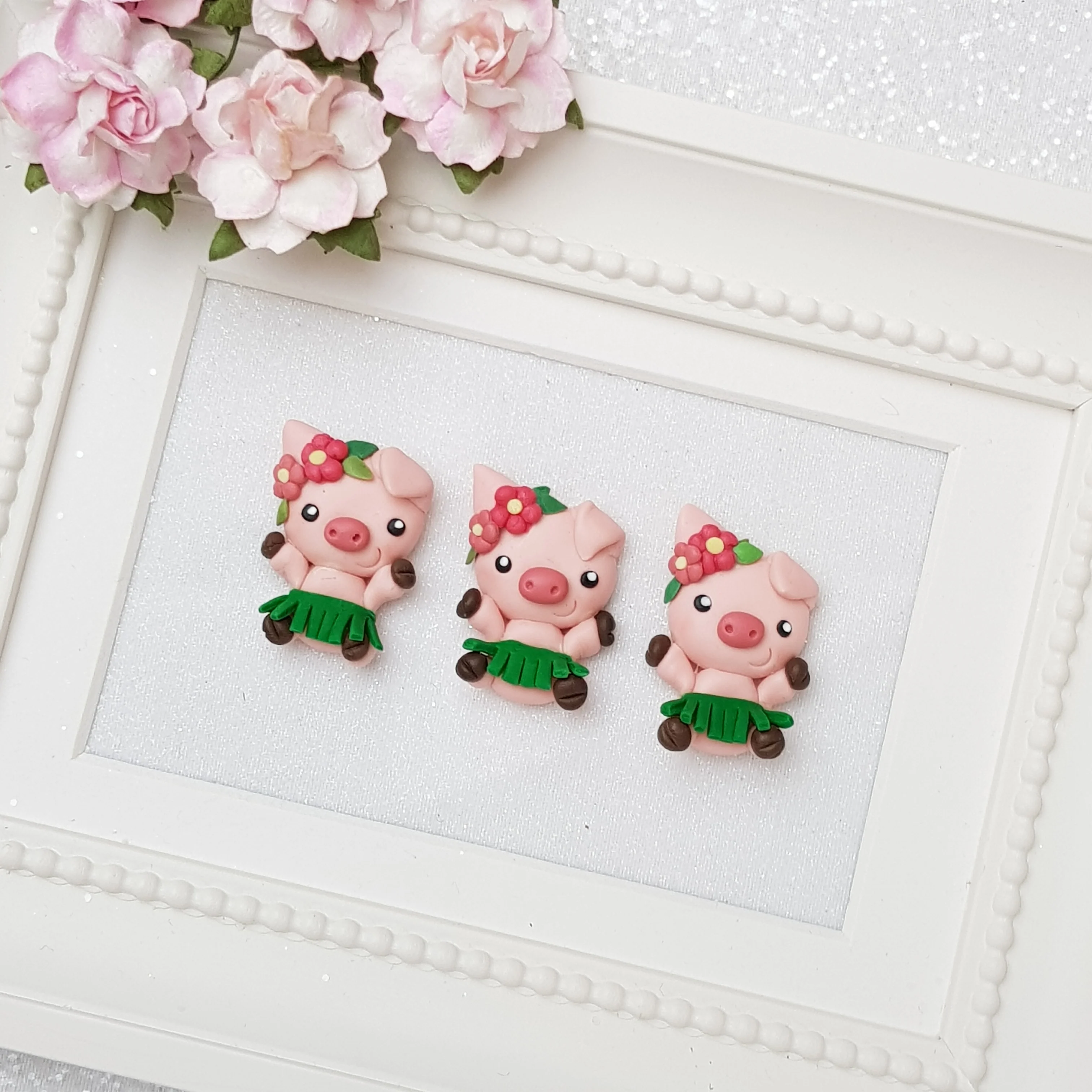 Clay Charm Embellishment - NEW Pig FLOWER