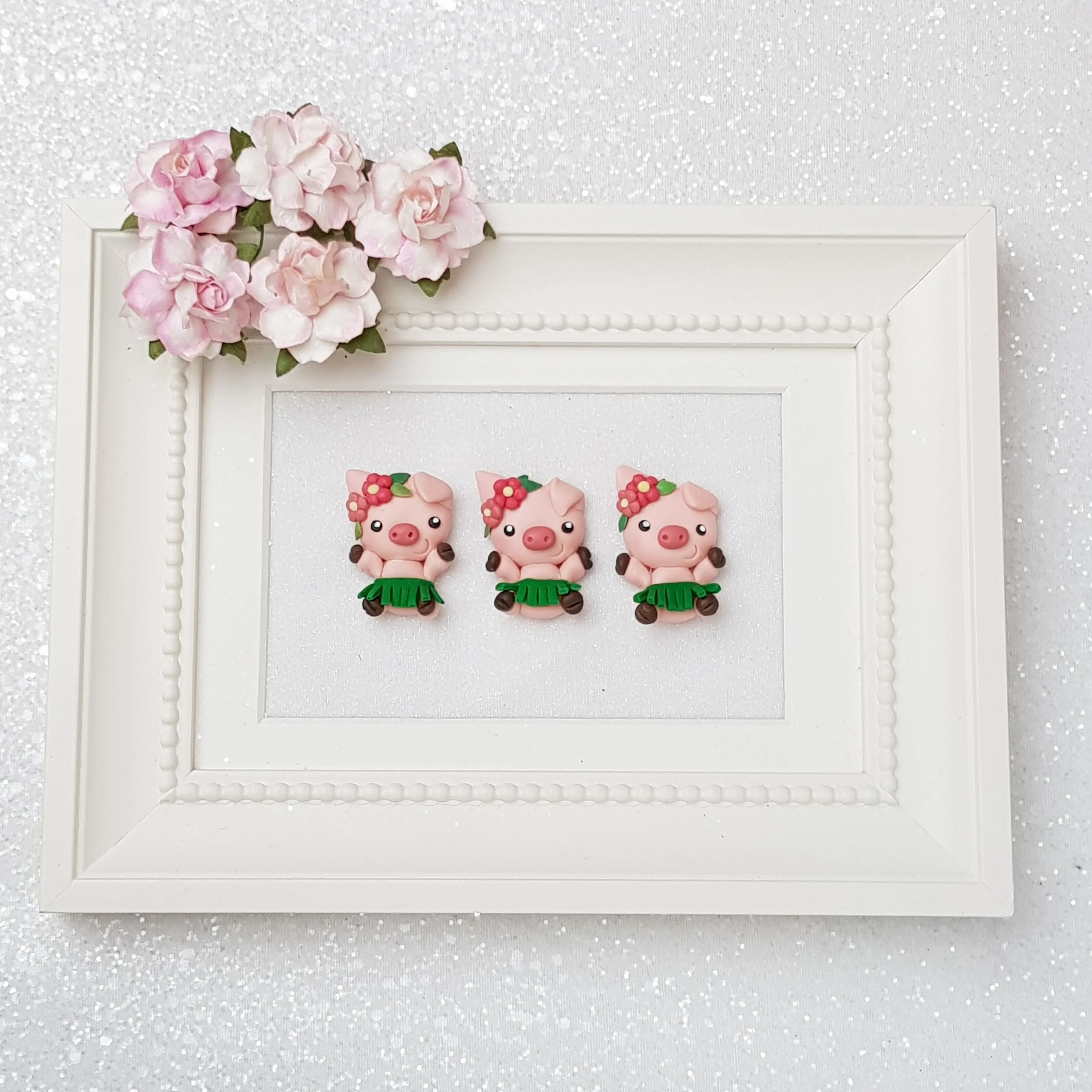Clay Charm Embellishment - NEW Pig FLOWER - Image 2