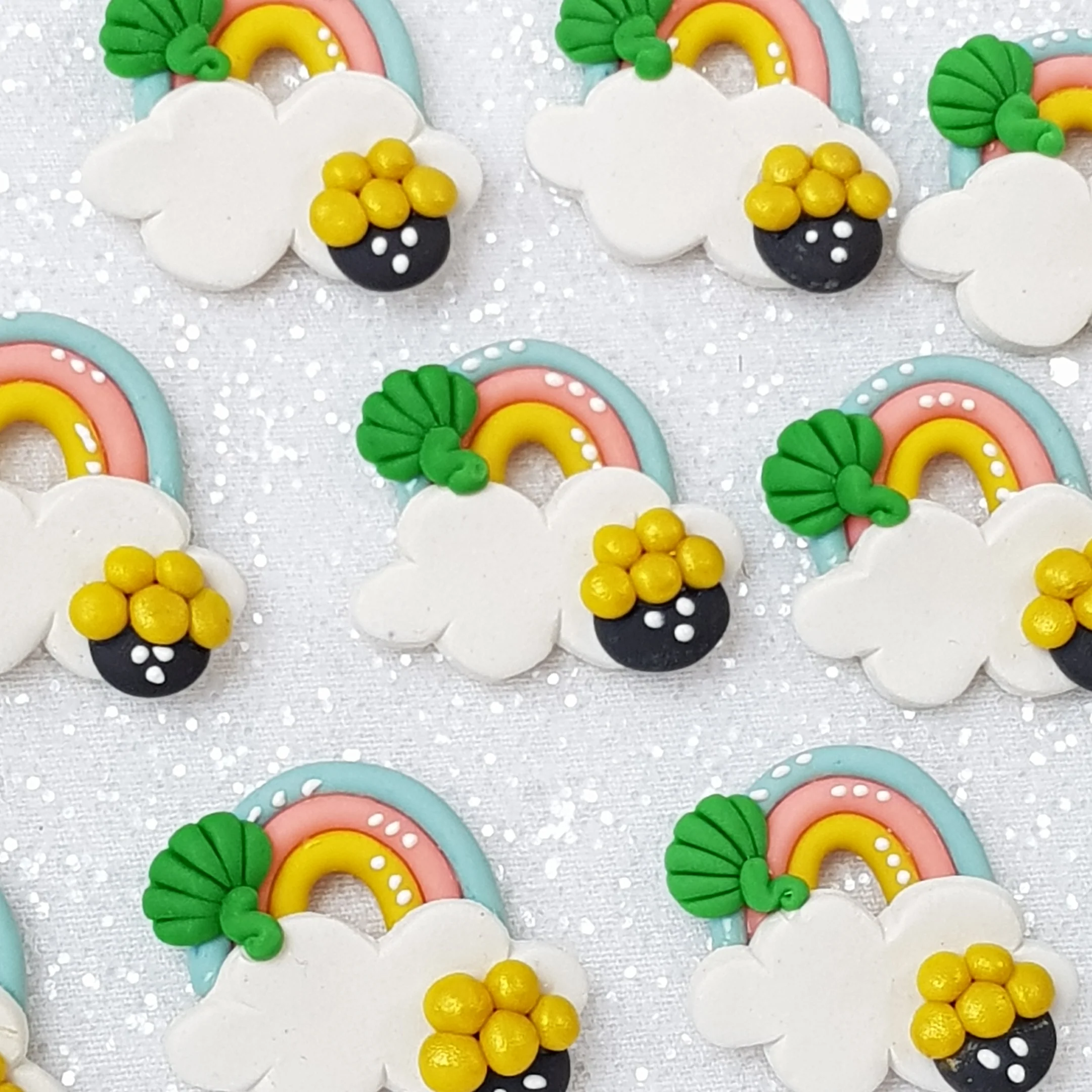 Clay Charm Embellishment - NEW rainbow pot gold