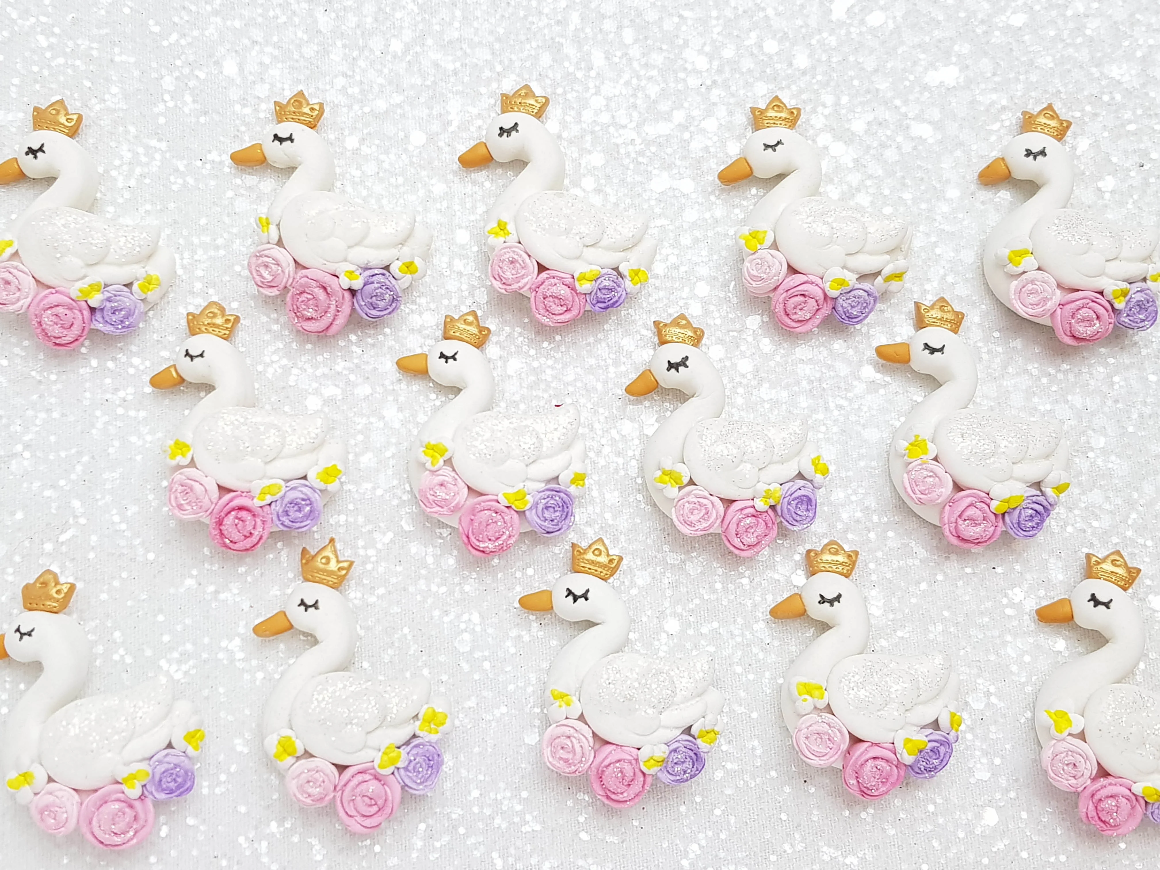 Clay Charm Embellishment - NEW Swan FLOWER