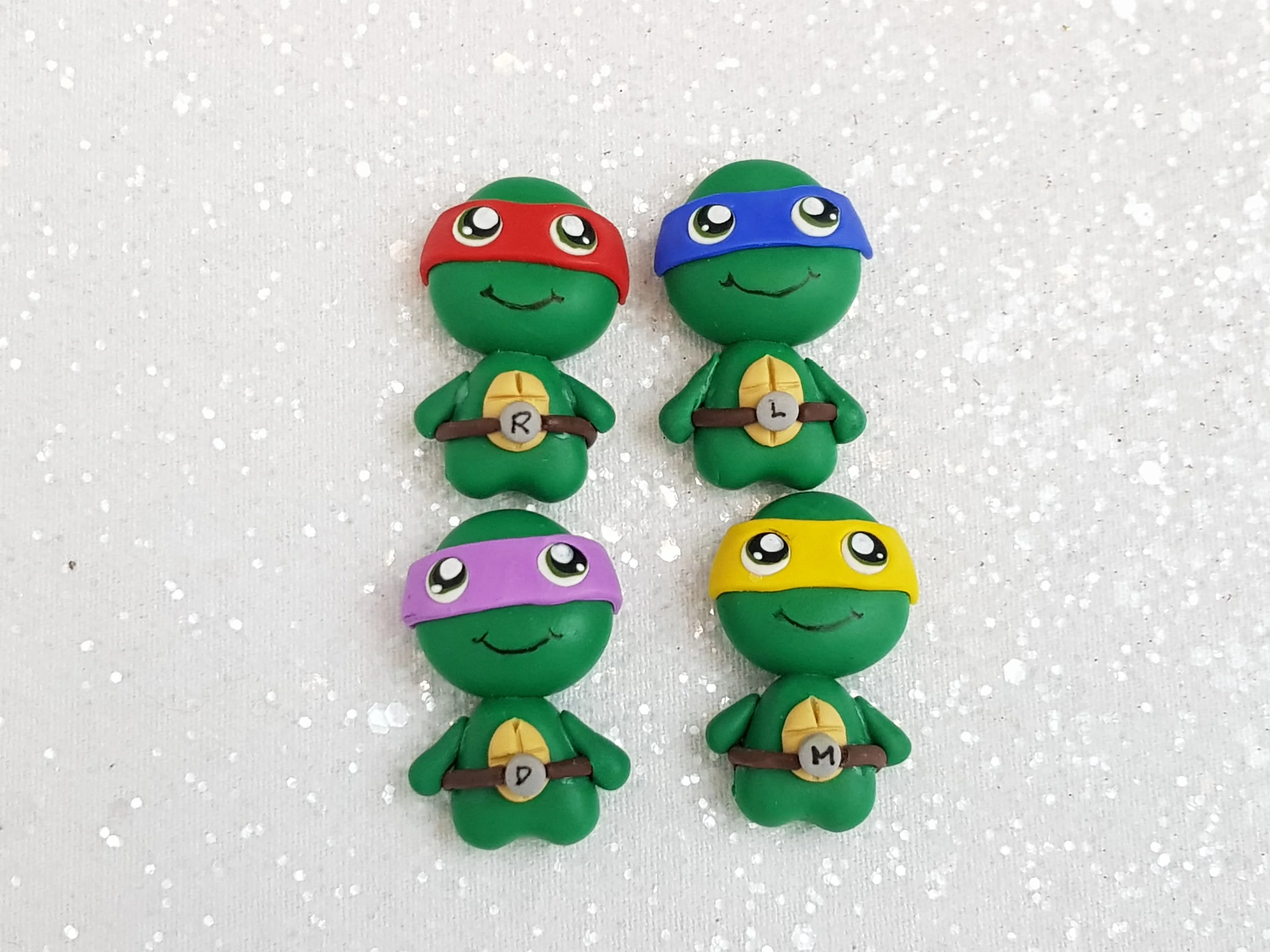 Clay Charm Embellishment - New Turtle set of 4