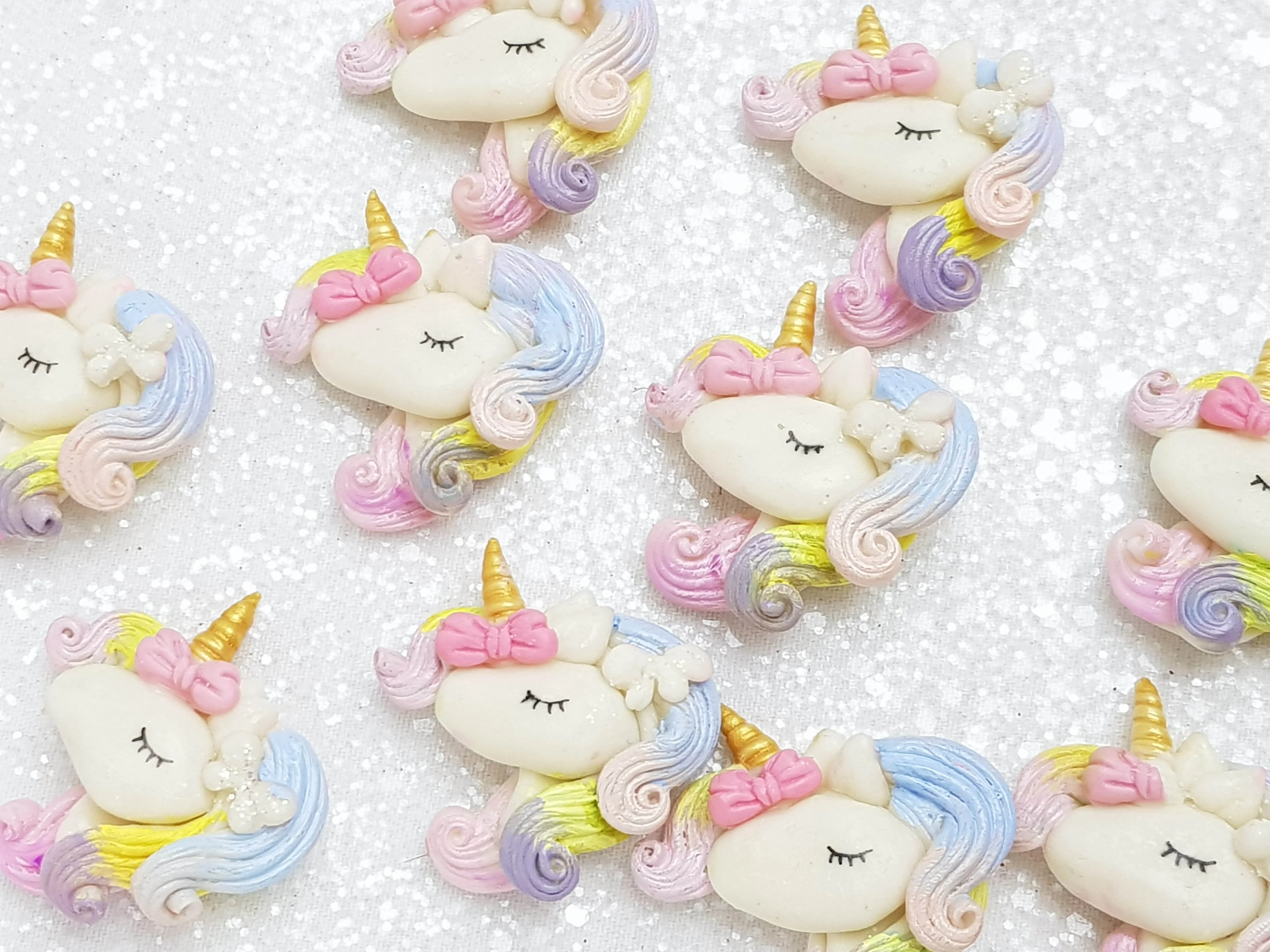 Clay Charm Embellishment - NEW Unicorn Head Pastel