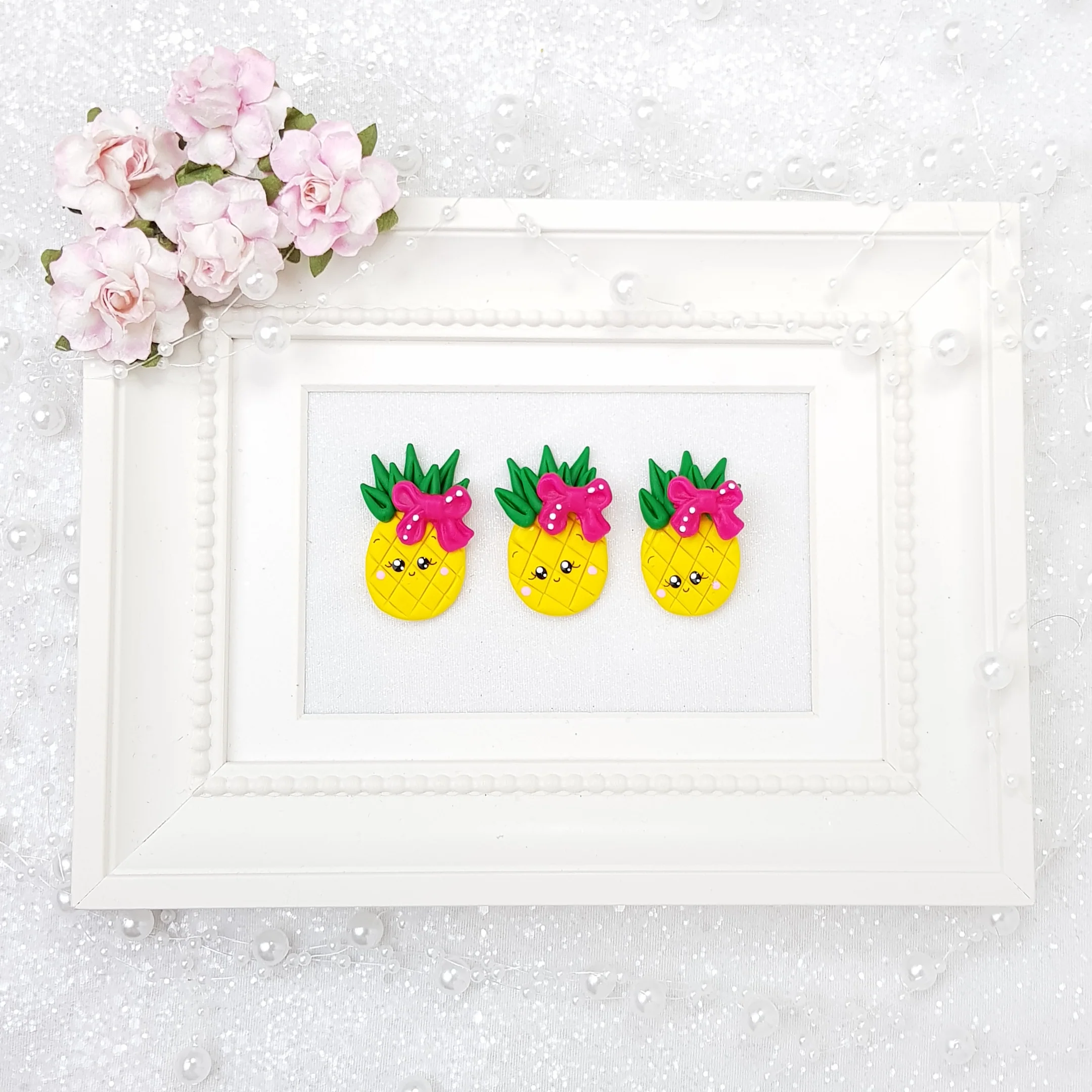 Clay Charm Embellishment - Pineapple with Bow