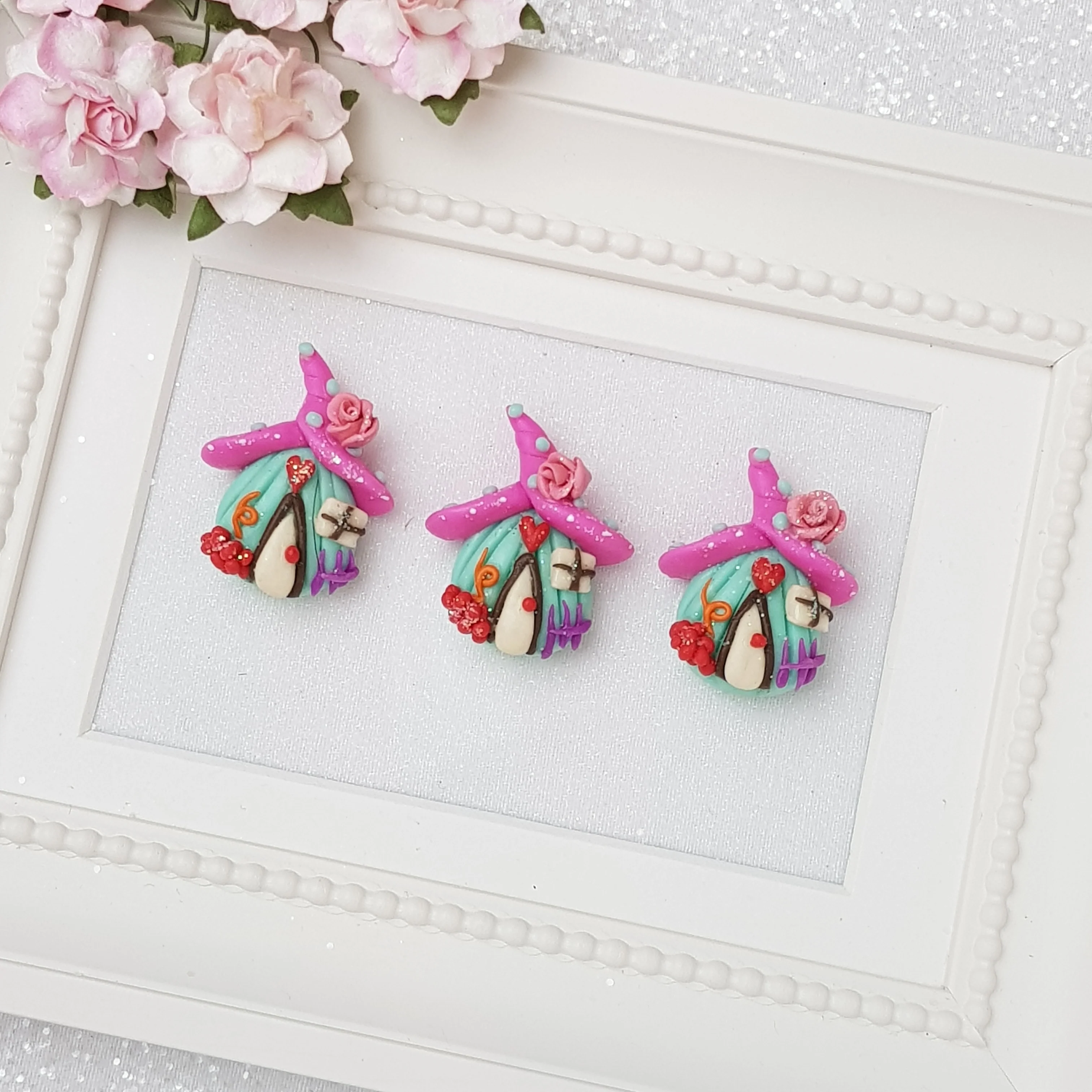 Clay Charm Embellishment - pink fairy house - Image 2