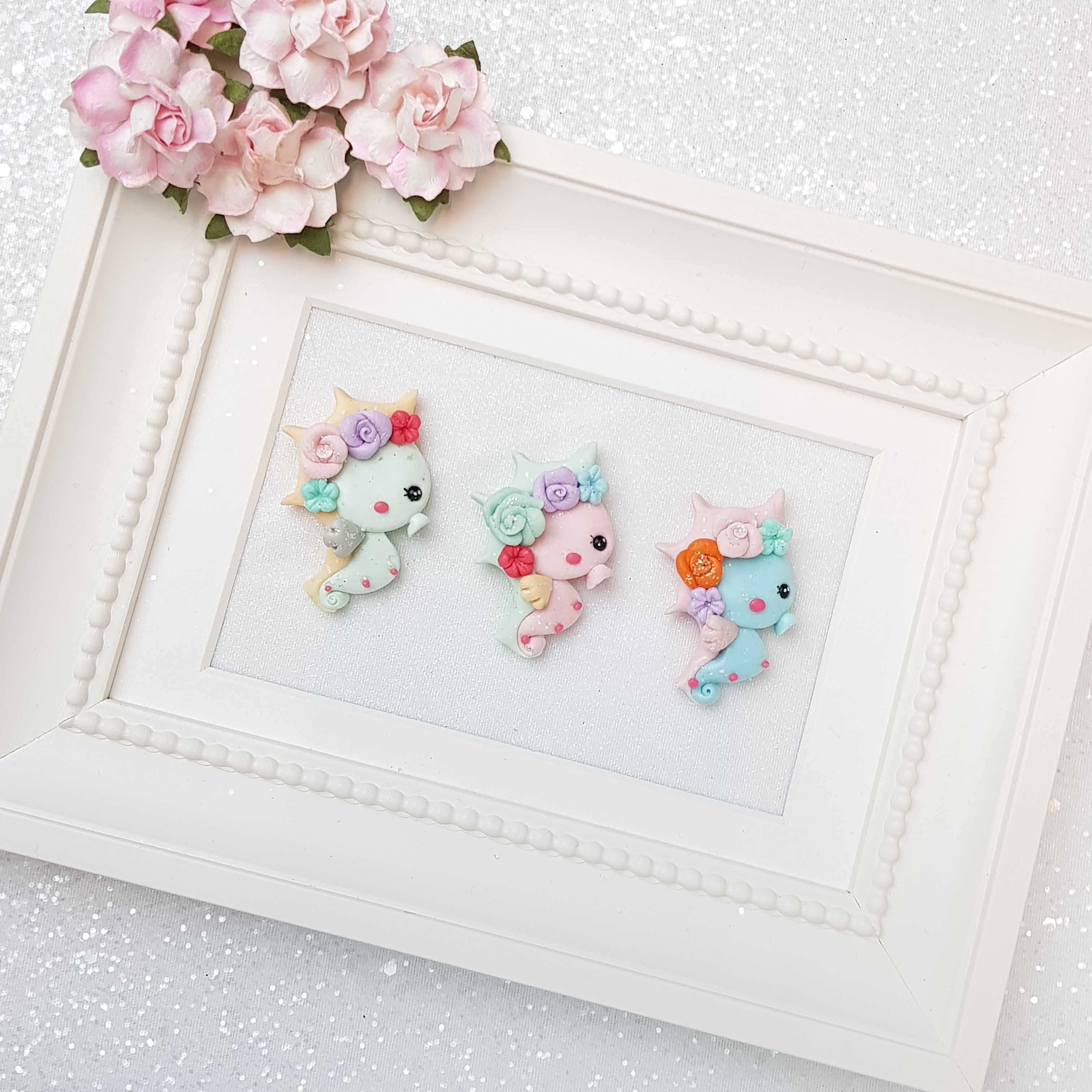 Clay Charm Embellishment - Pouty Seahorse B flower detail - Image 2