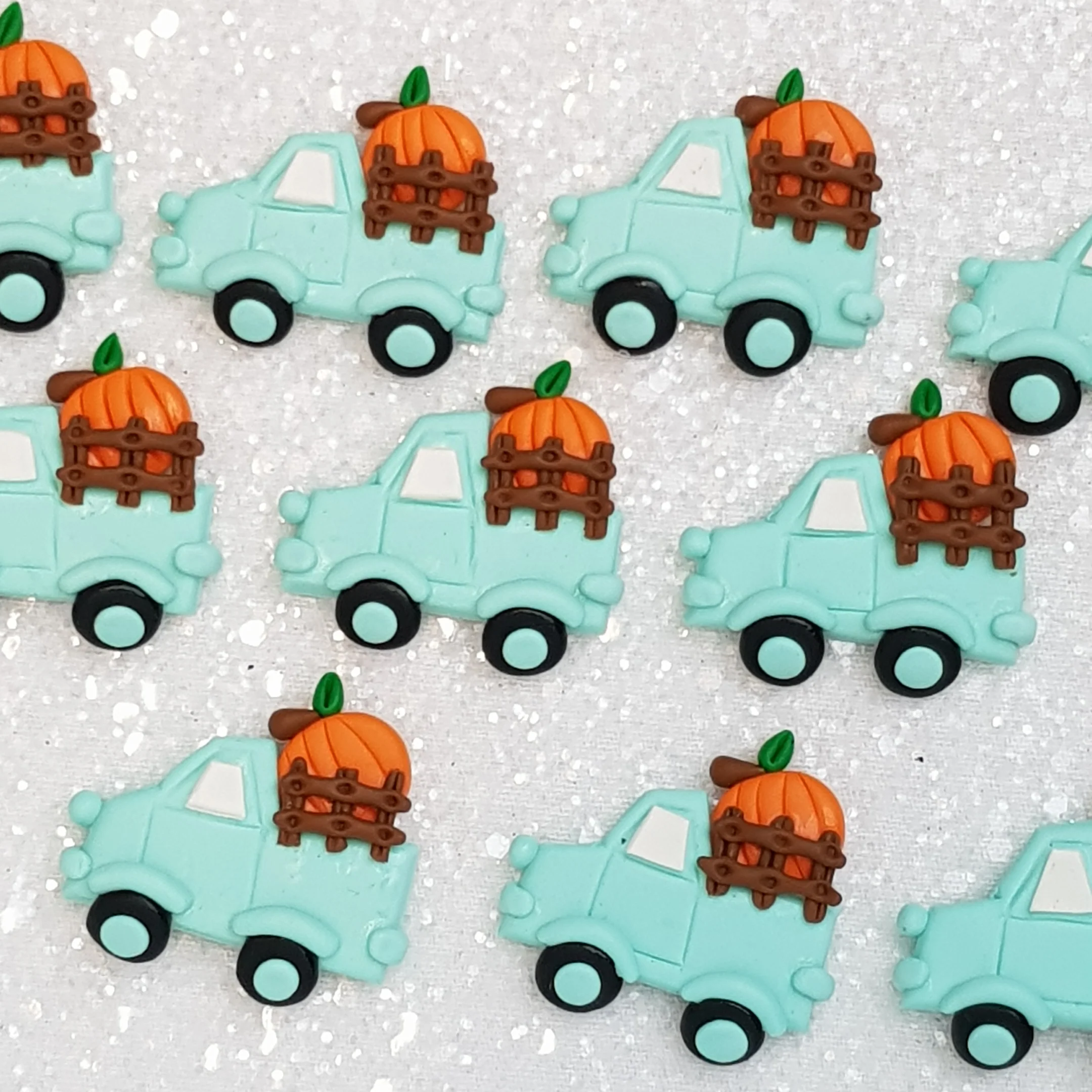 Clay Charm Embellishment - pumpkin truck delight