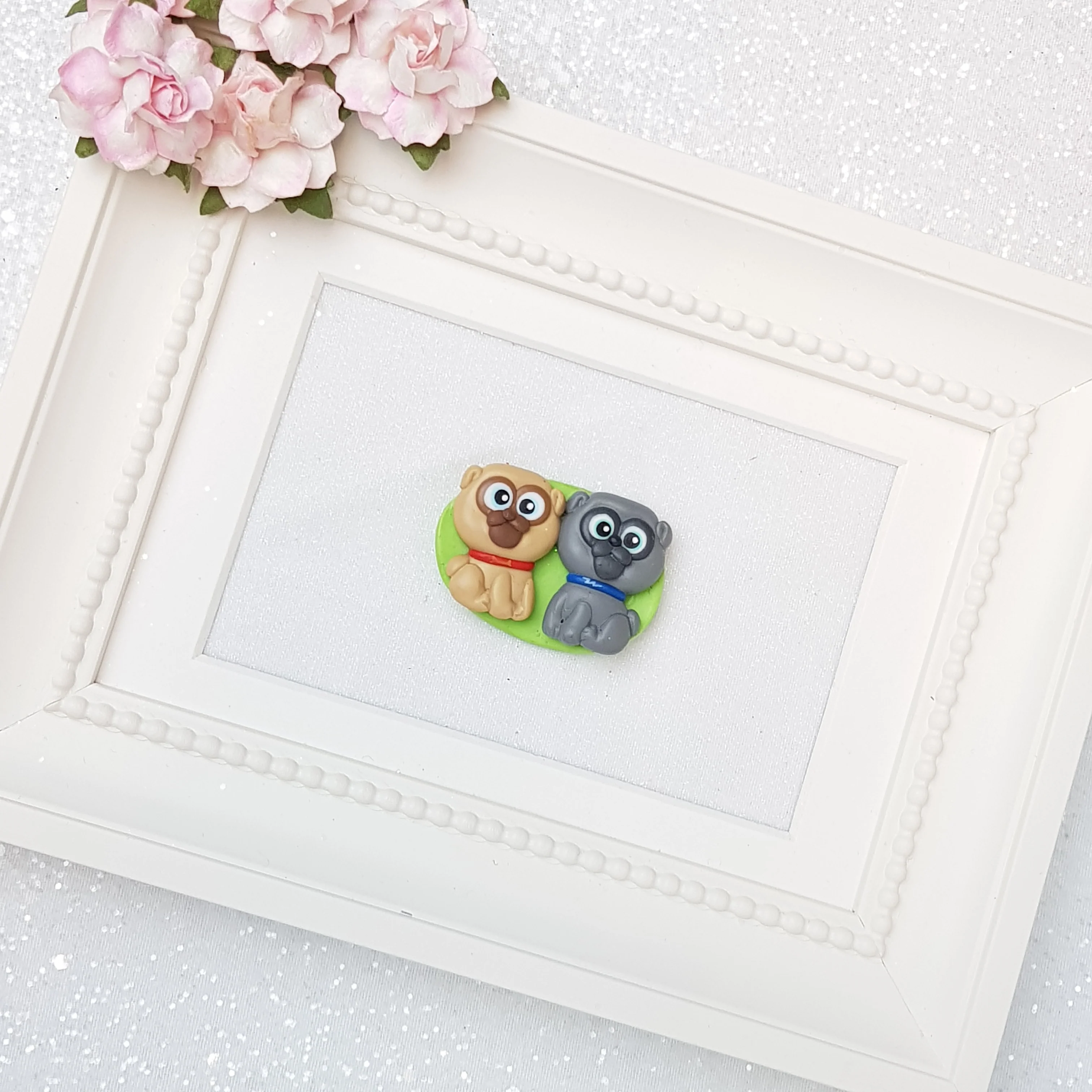 Clay Charm Embellishment - puppy cameo big eyes - Image 2