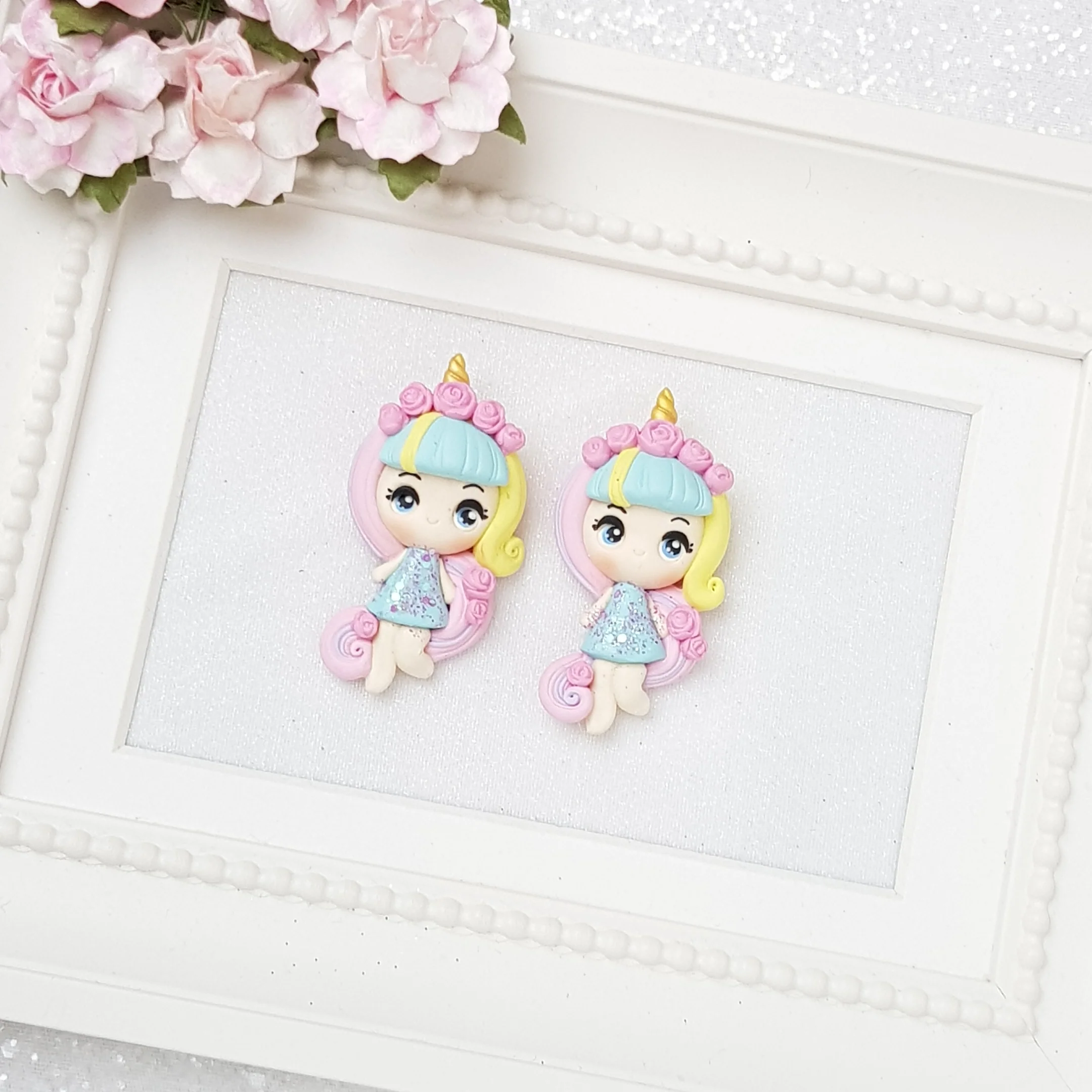 Clay Charm Embellishment - Rainbow Girl Big Eyes - Image 2