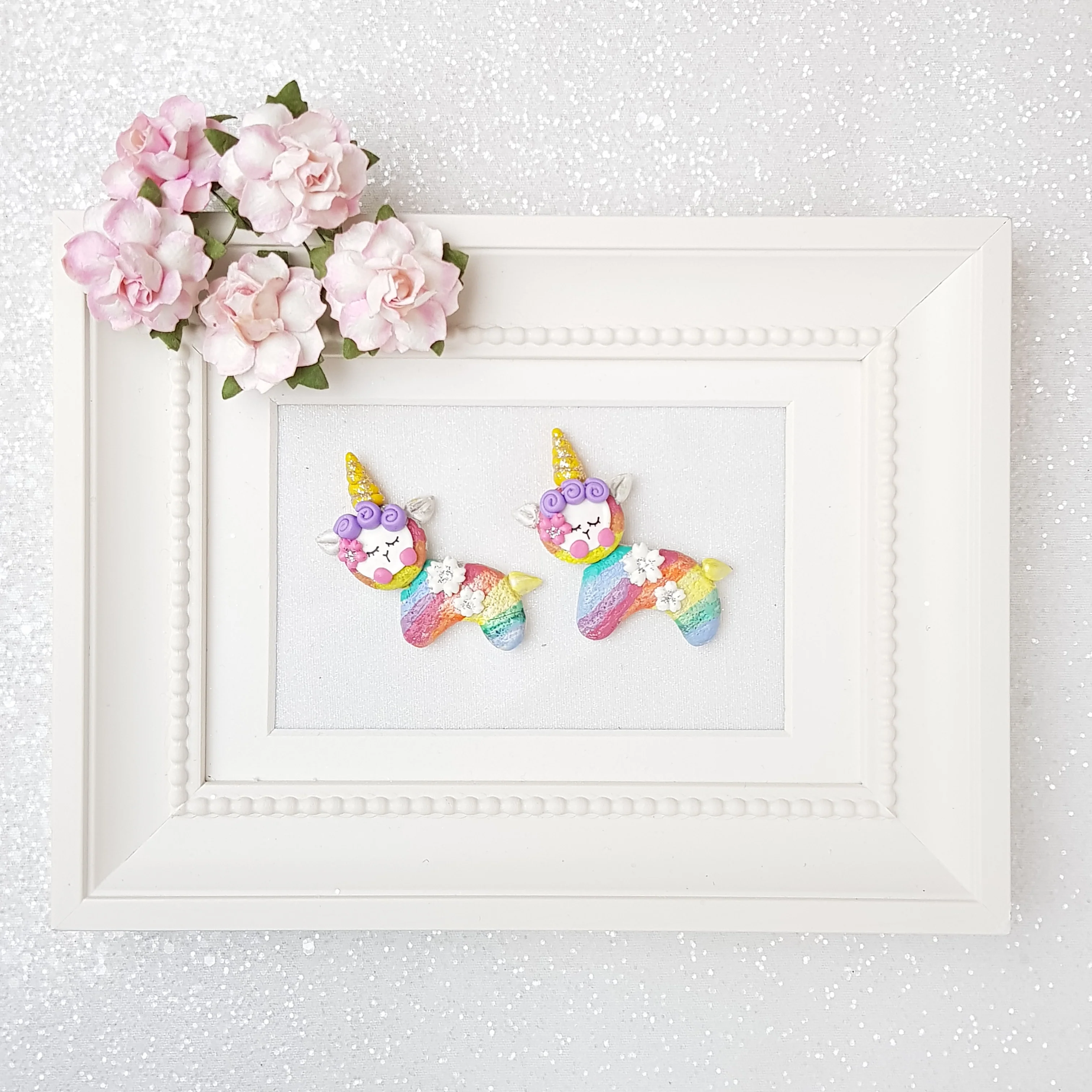 Clay Charm Embellishment - Rainbow Llama Delight