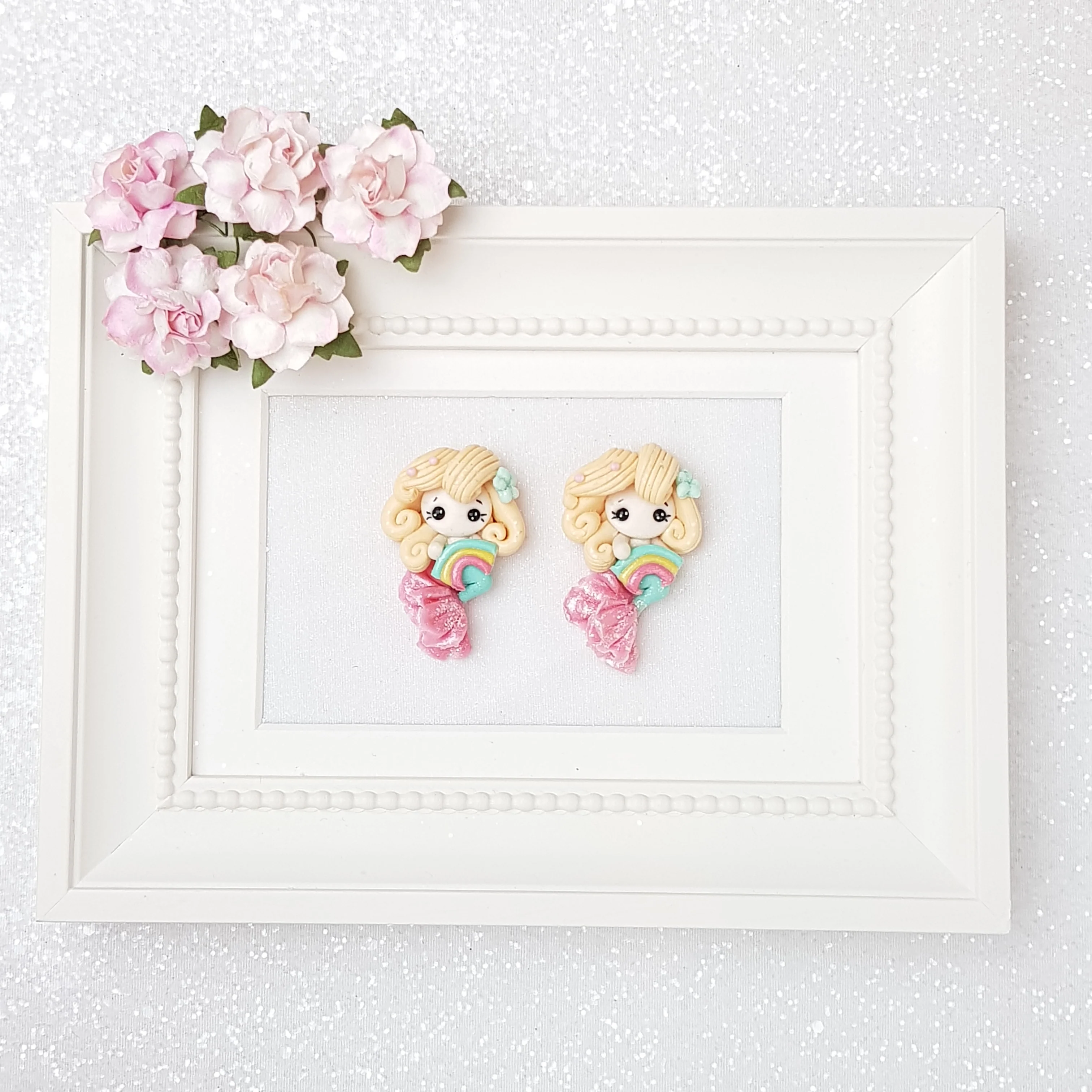 Clay Charm Embellishment - rainbow mermaid