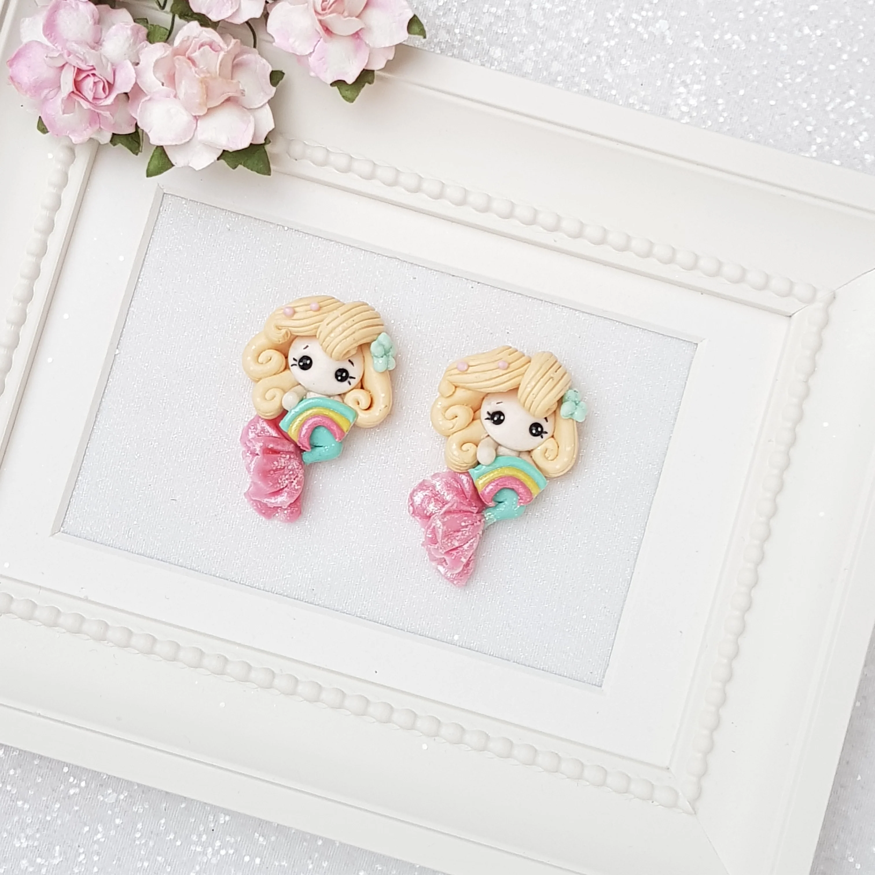 Clay Charm Embellishment - rainbow mermaid - Image 2