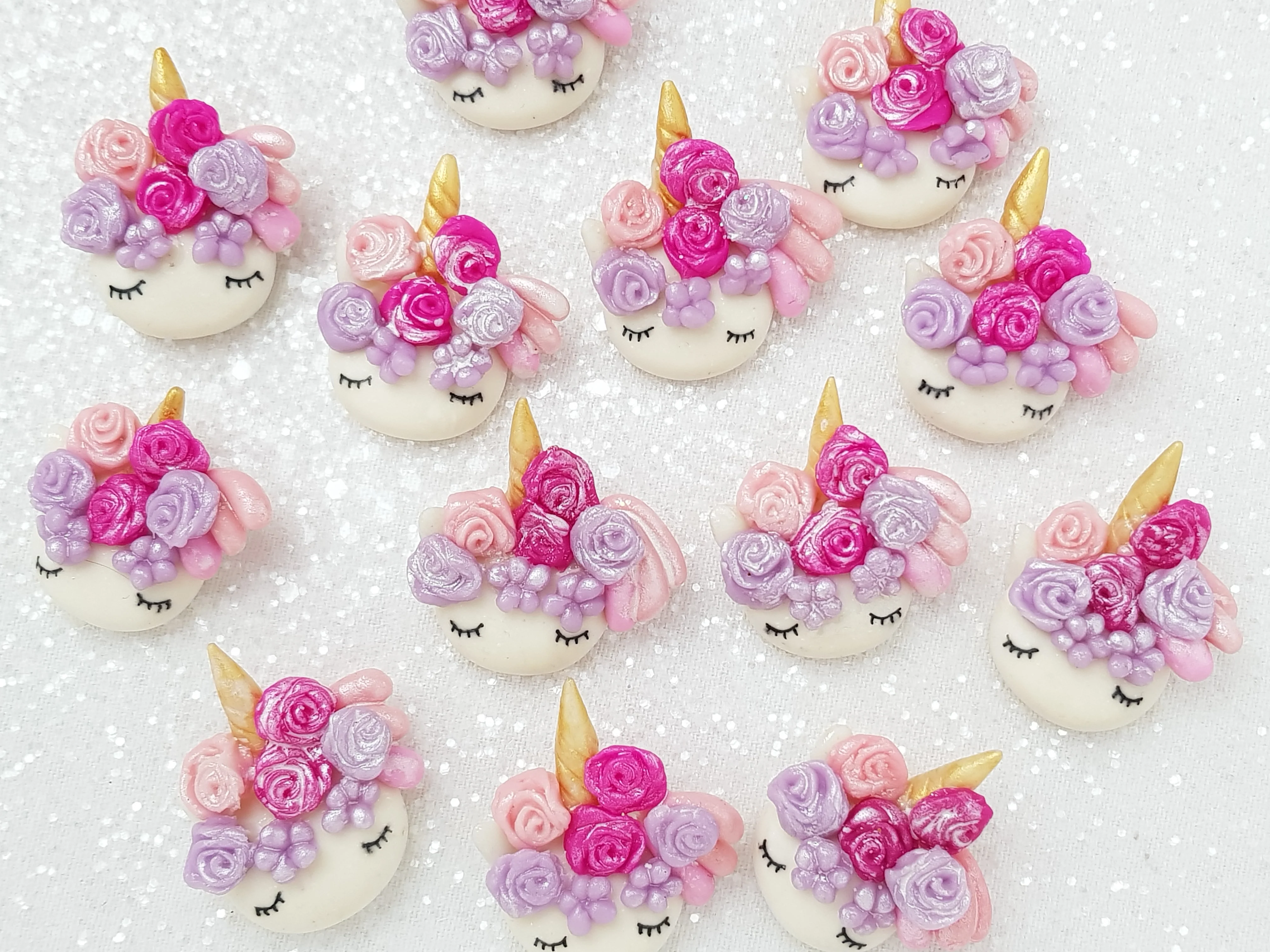Clay Charm Embellishment - Rainbow Unicorn Head A