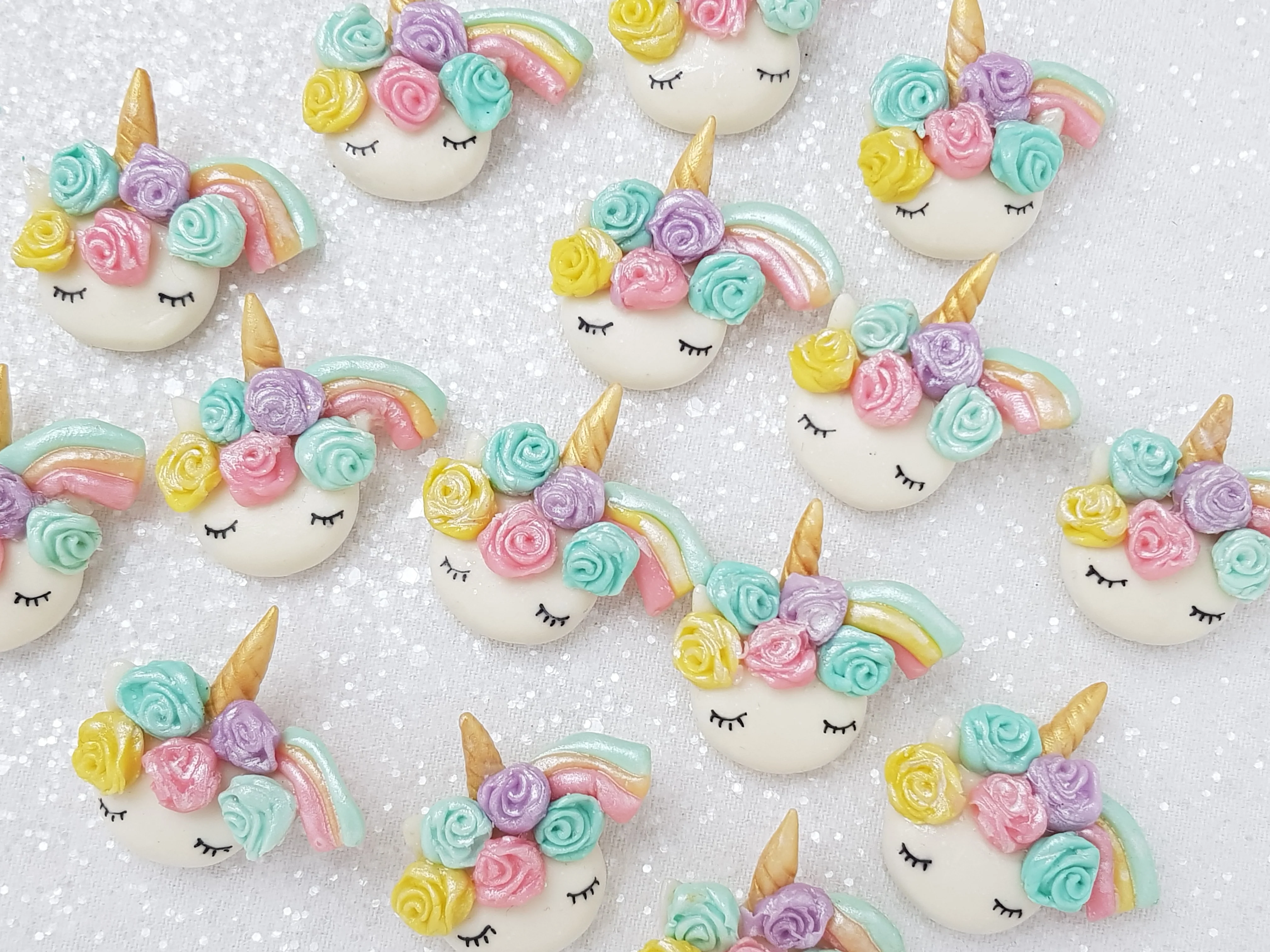 Clay Charm Embellishment - Rainbow Unicorn Head B