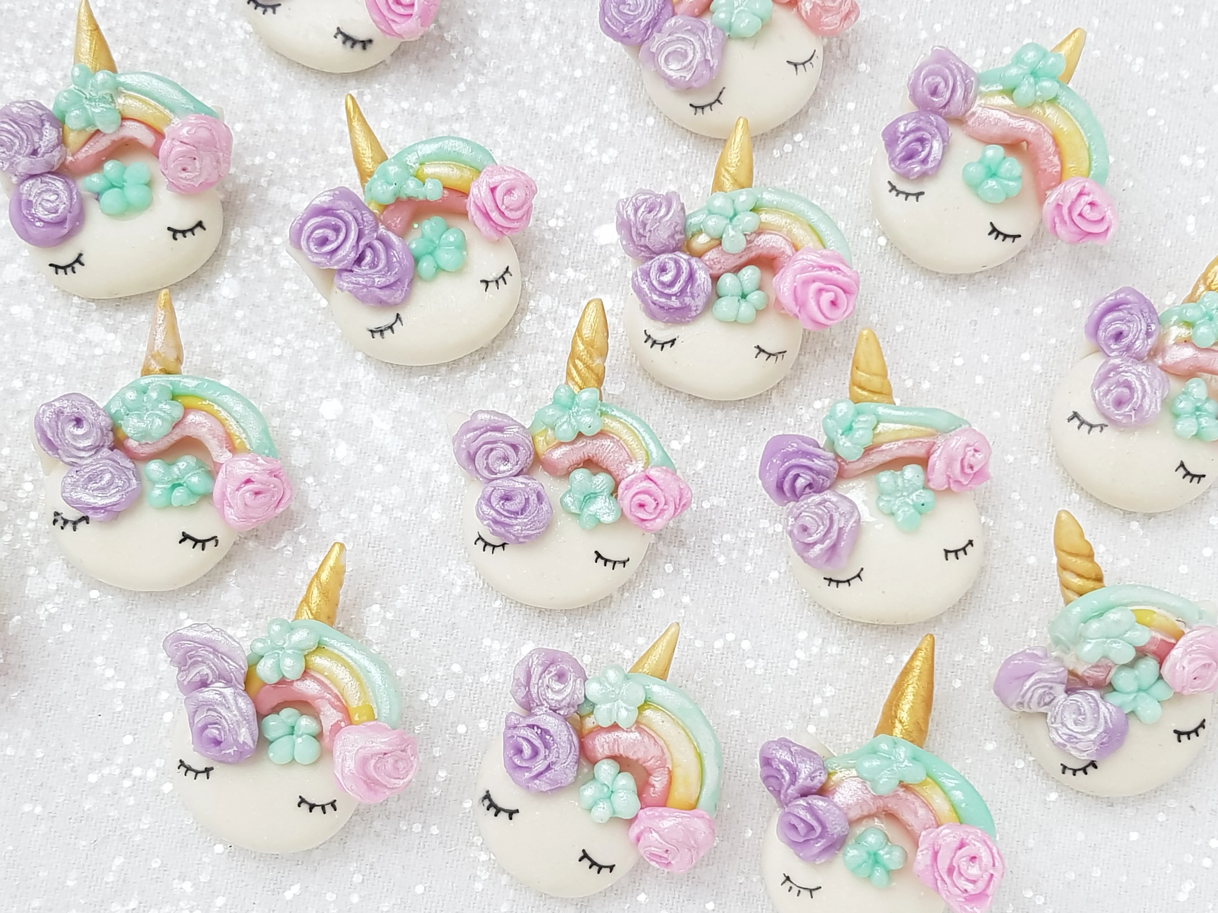Clay Charm Embellishment - Rainbow Unicorn Head D