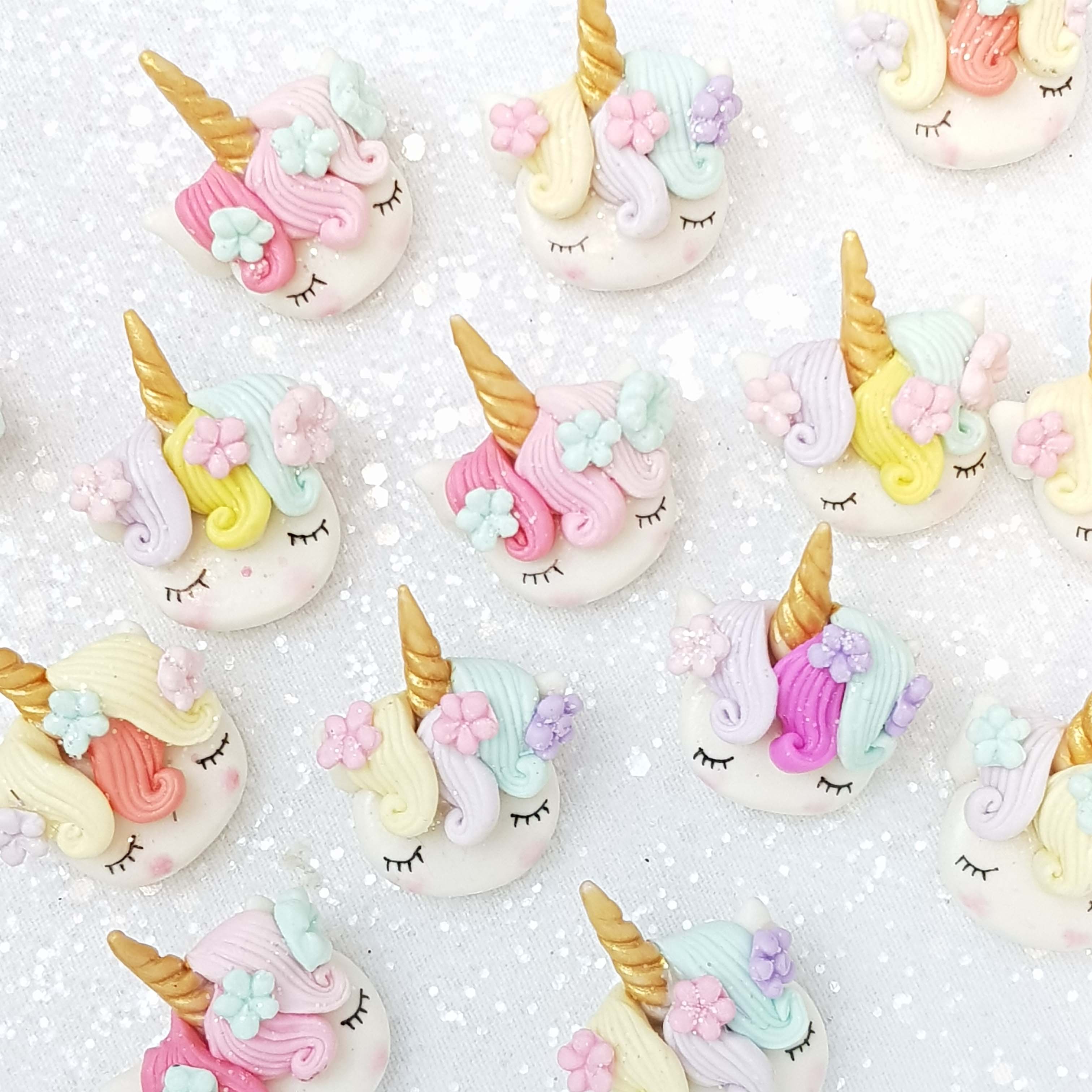 Clay Charm Embellishment - Random Sleepy Unicorn Head