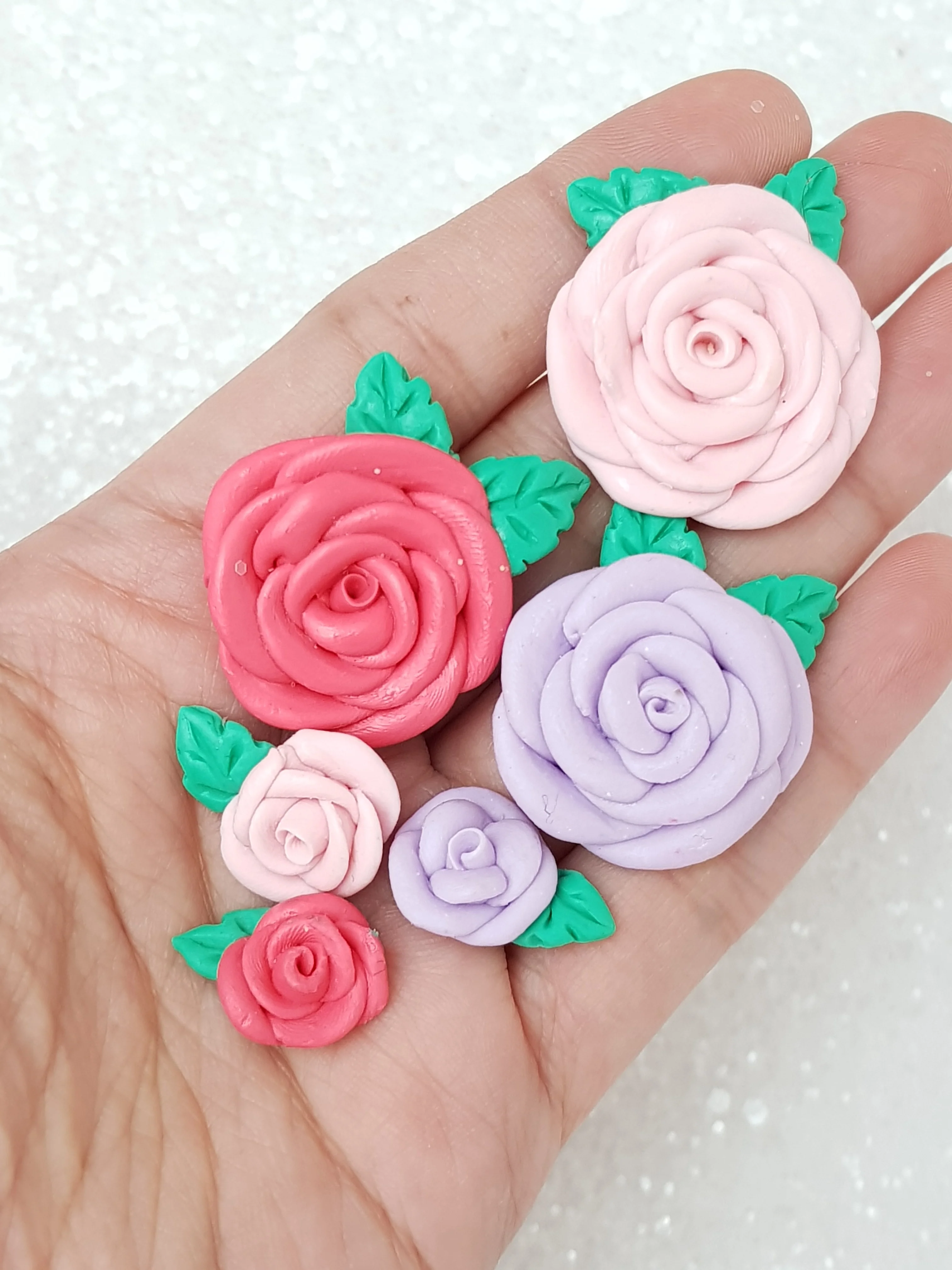 Clay Charm Embellishment - Rose - Large or Small - Image 3