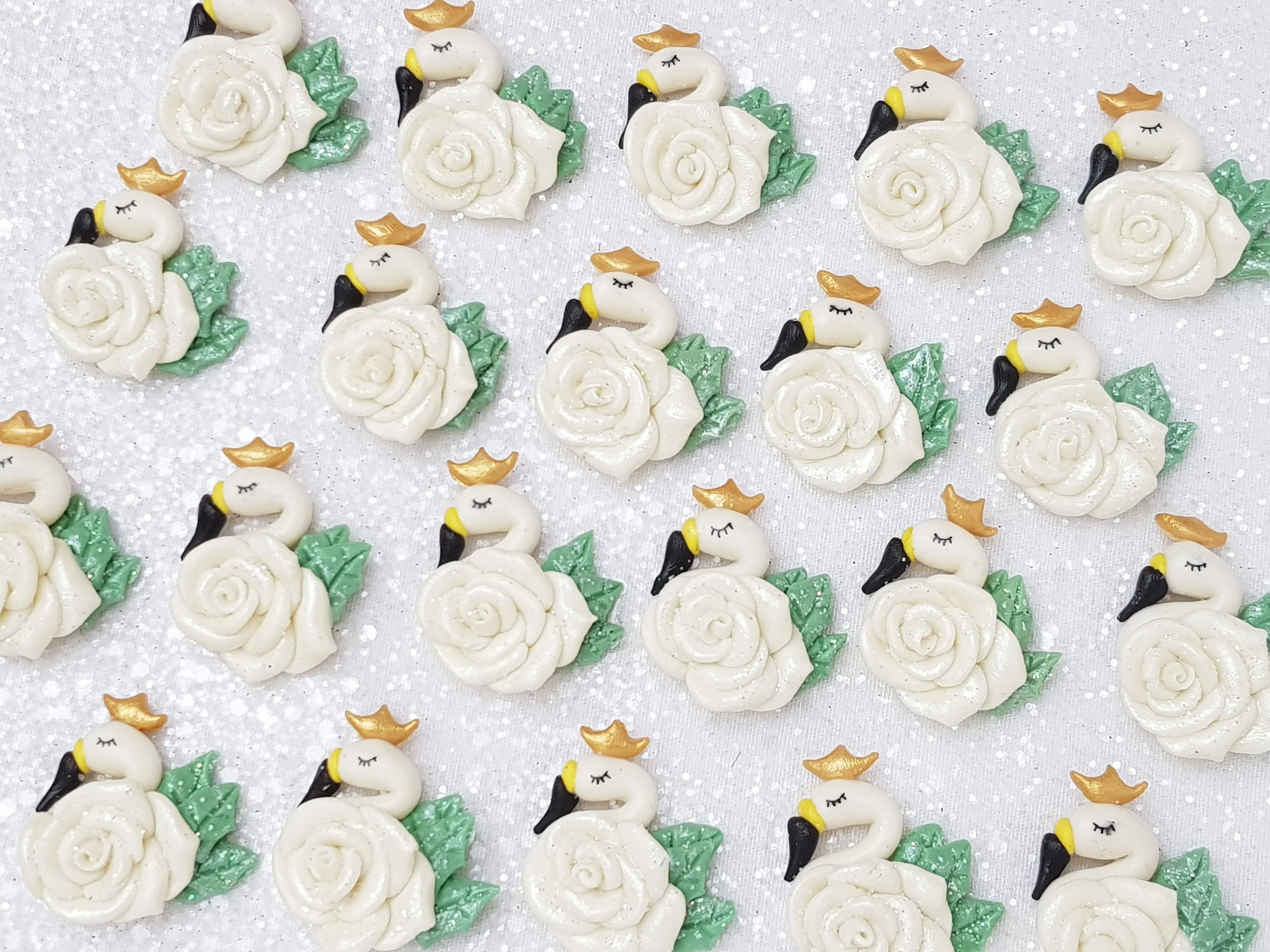 Clay Charm Embellishment - Rose Swan