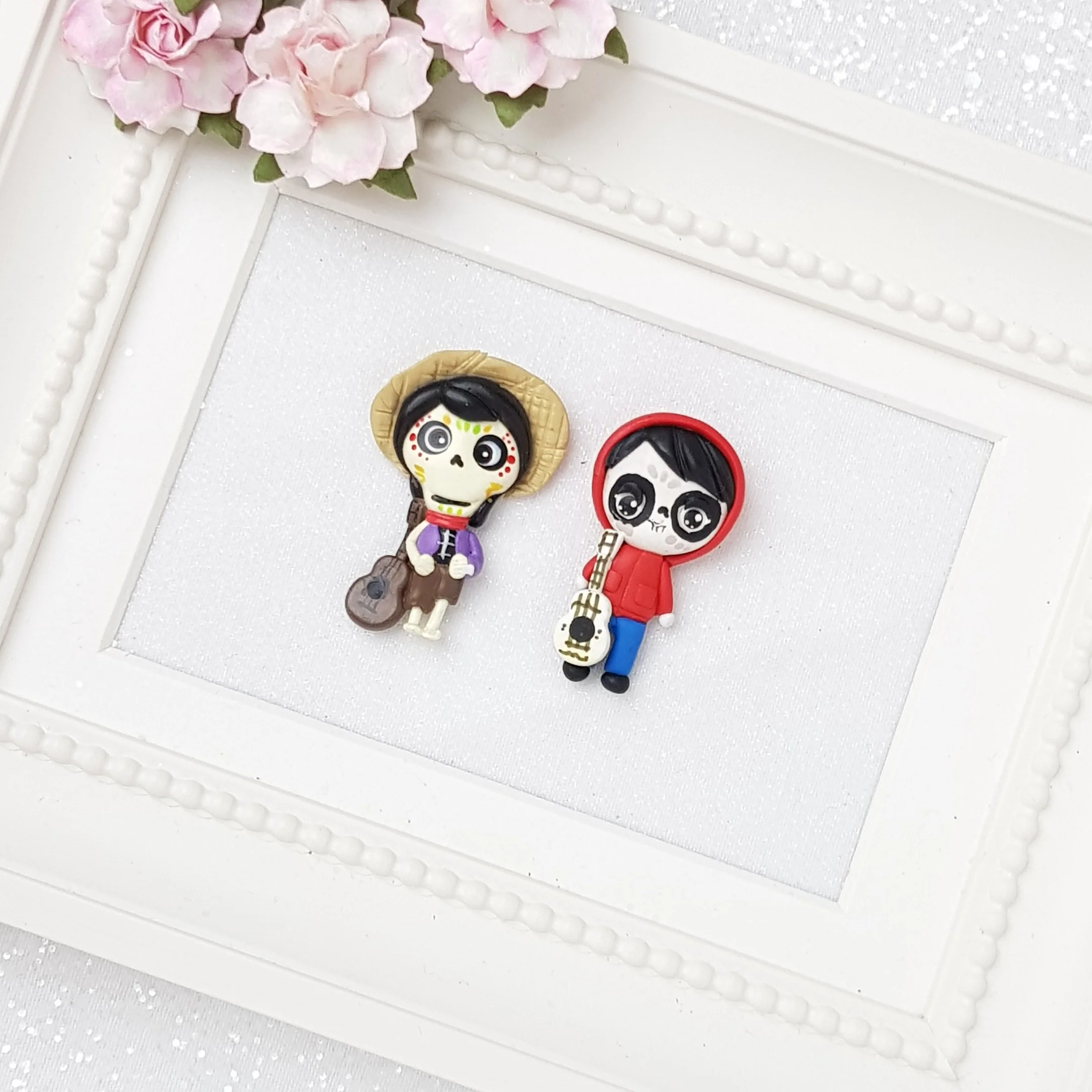 Clay Charm Embellishment - skeleton guitar big eyes