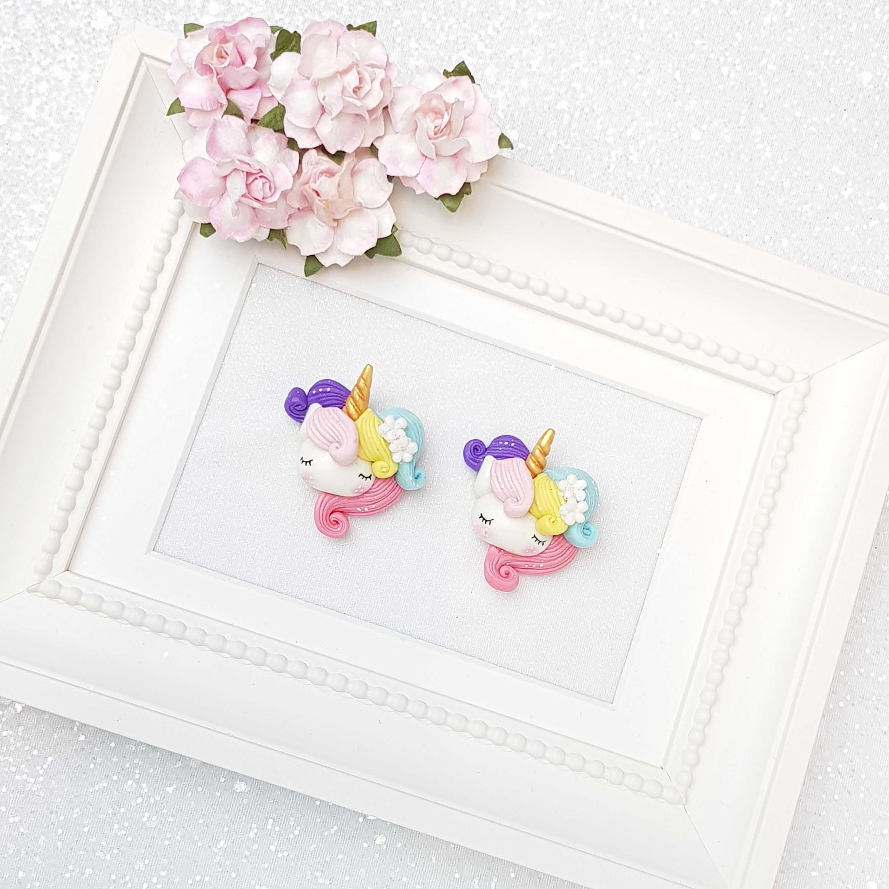Clay Charm Embellishment - Sleepy Colourful Pony Head - Image 2